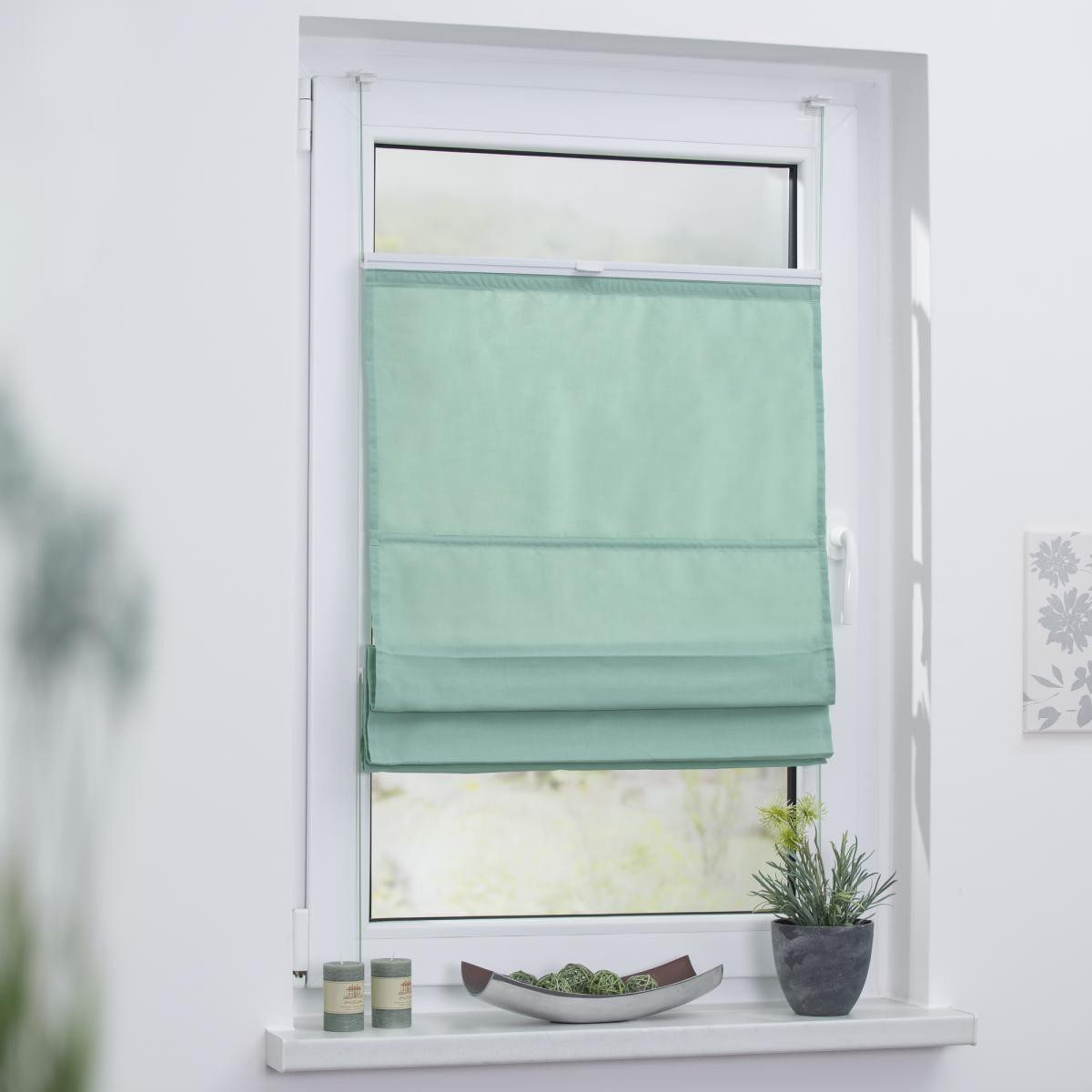 Lichtblick Raffrollo Klemmfix TOP, ohne Bohren, verspannt Mint, 100 cm x 130 cm (B x L)