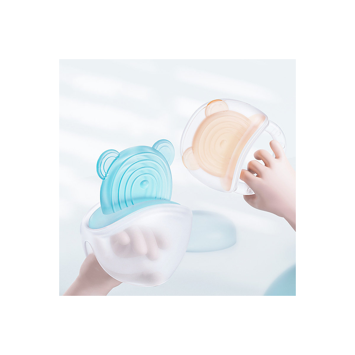 2PCS Baby-Silikon-Beißring Bären-Komfortspielzeug
