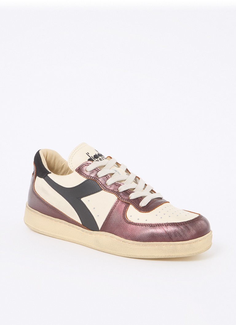 Skórzane buty sportowe Diadora Mi Basket Low z detalami ze zamszu