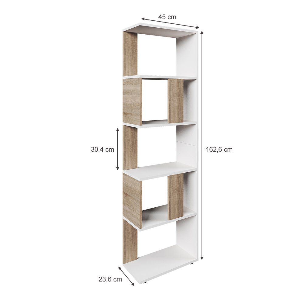 Vicco Raumteiler Bücherregal Standregal Klein Weiß Sonoma