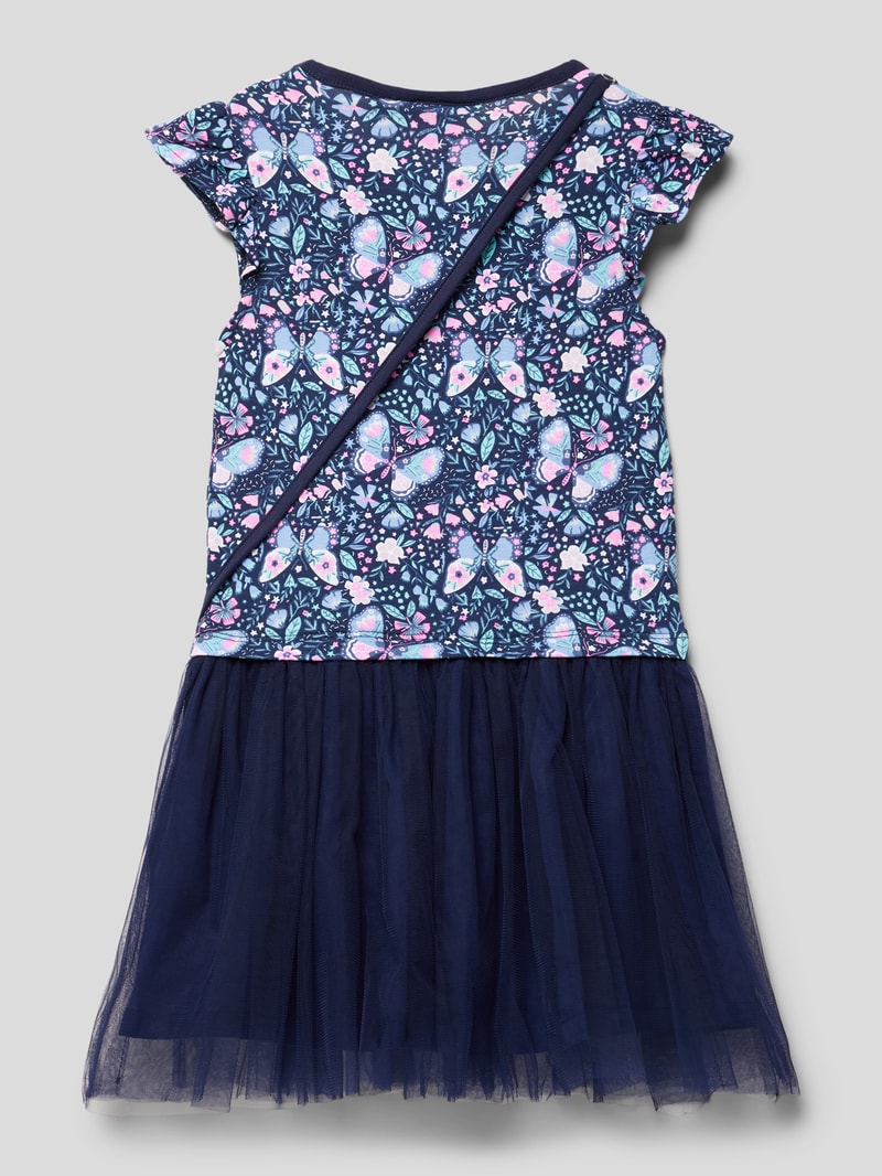 Kleid mit Tüll inklusive Umhängetasche in marineblau