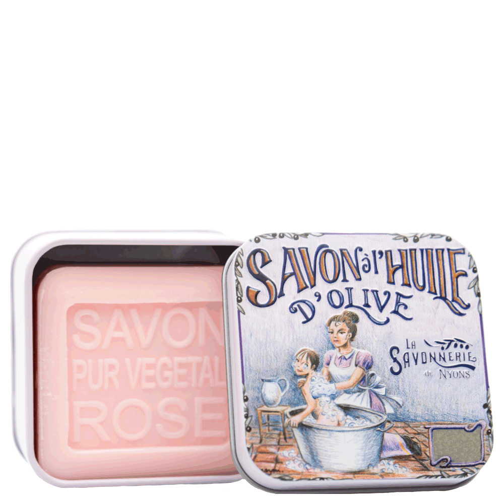 La savonnerie de nyons Savon 100g Rose et Boîte Métal Bain Savon