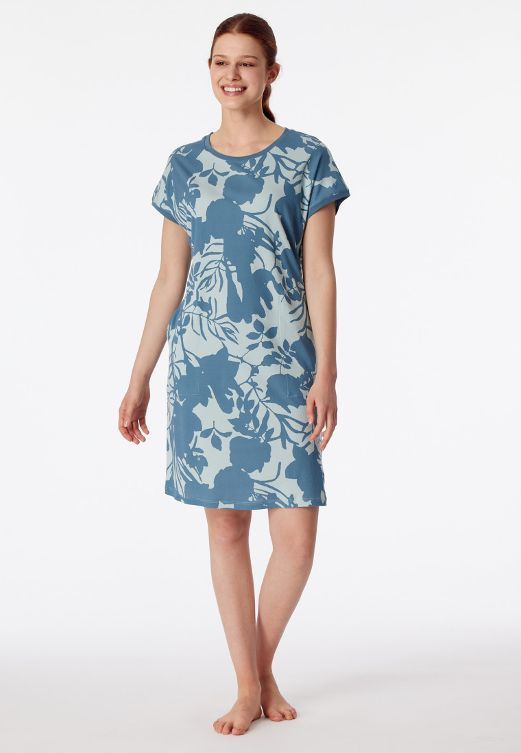 Sleepshirt kurzarm Blumenprint bluebird - Modern Nightwear