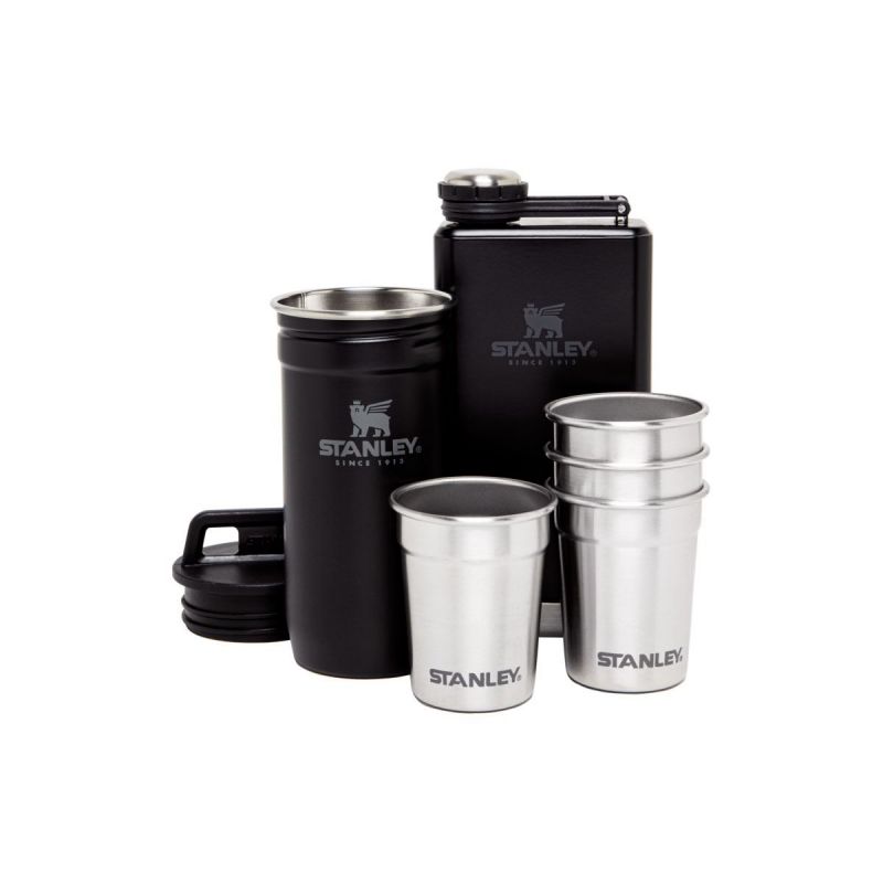Stanley Pocket Flask Set, Adventure Pre-Party Shot Glass + Flask Set 6 pcs Matte Black Pebble