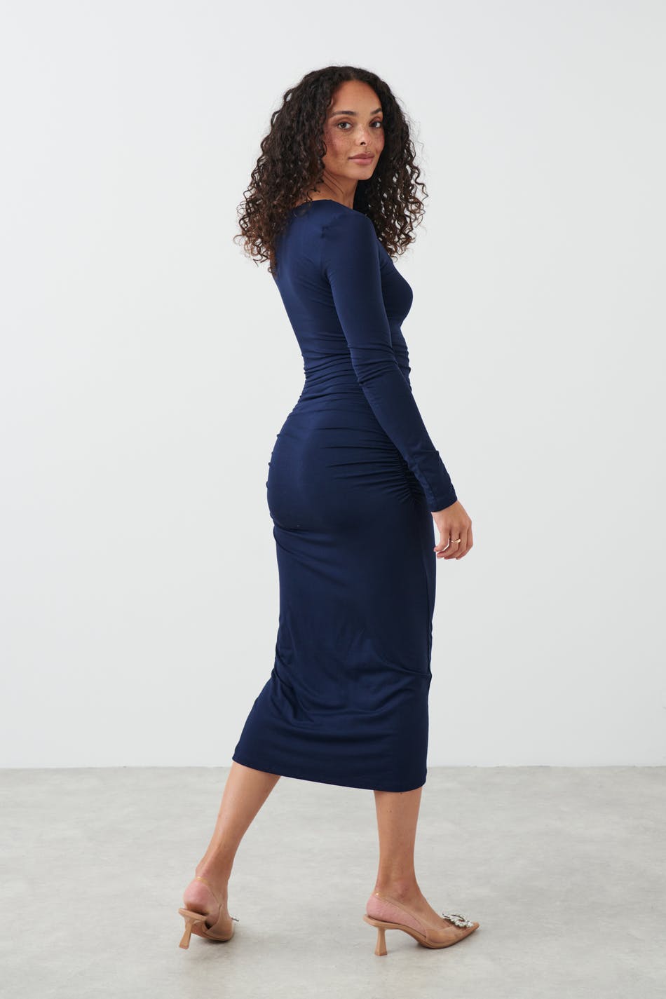 Soft touch ruched midi dress