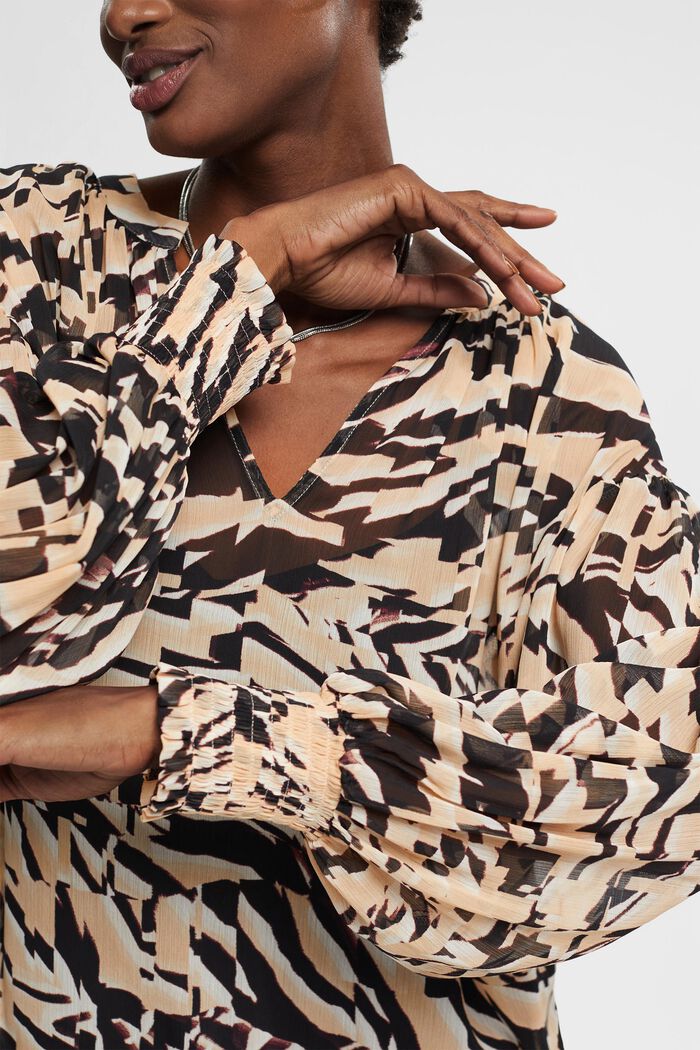 Crinkle-Chiffonbluse mit Muster