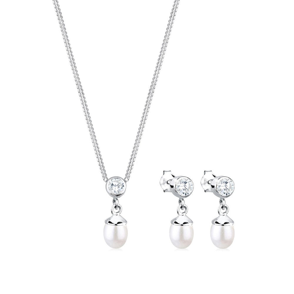 Elli Elli Ensemble de Bijoux Perle de culture d'eau douce pour dames et cristaux de zi Bijoux