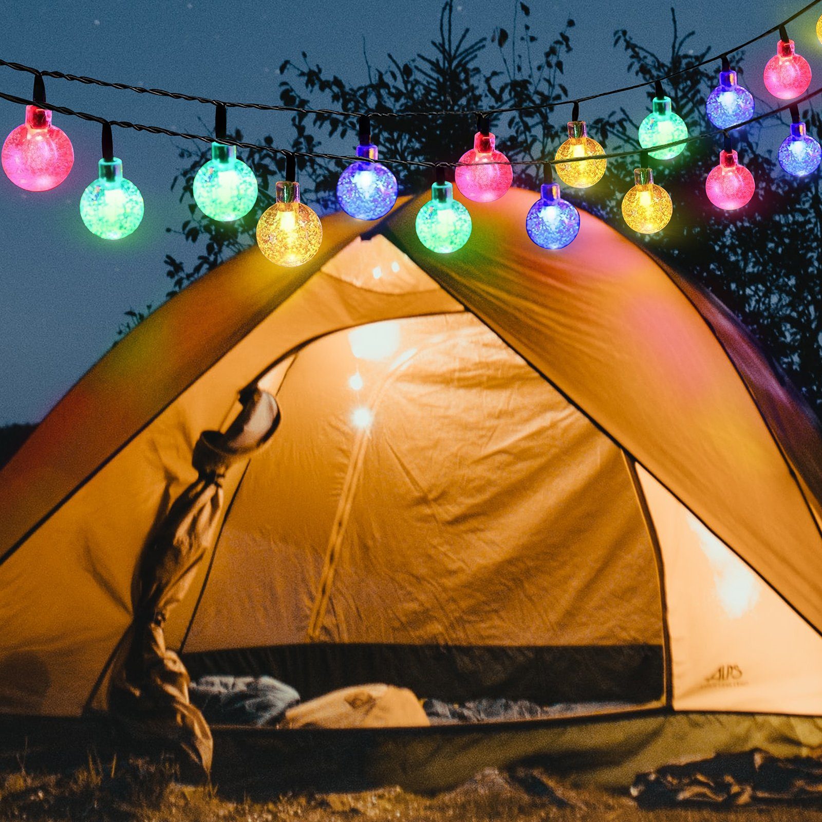 Salcar LED Solarleuchte LED Kugel-Lichterkette Außen Solar Gartenleuchte LED Solar Kugeln, 2 Leuchtmodi, Bunt