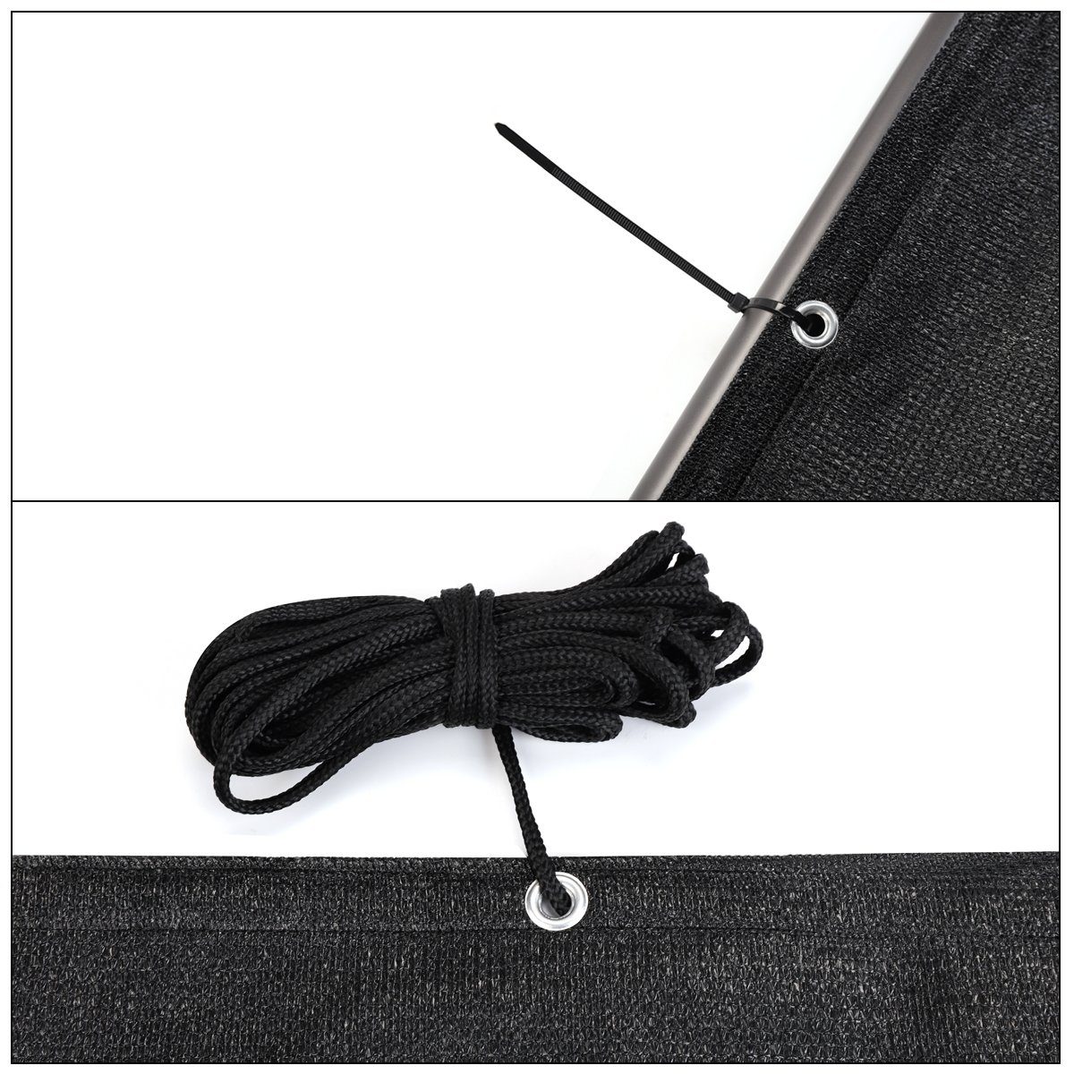 Sekey Balkonsichtschutz Balkon Sichtschutz aus 220g/m² HDPE Balkonbespannung zum Zuschneiden Robustes und wetterfestes Material mit Kordel und Kabelbinder