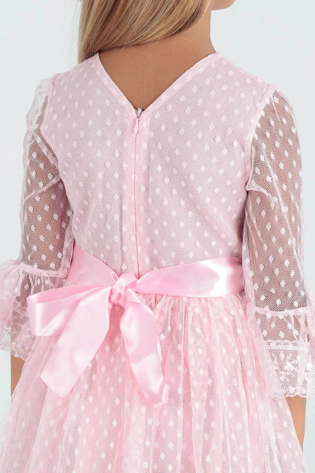 AHENGİM  Trendiges Abendkleid für Mädchen mit Schnalle und Tüllspitze Ak2209