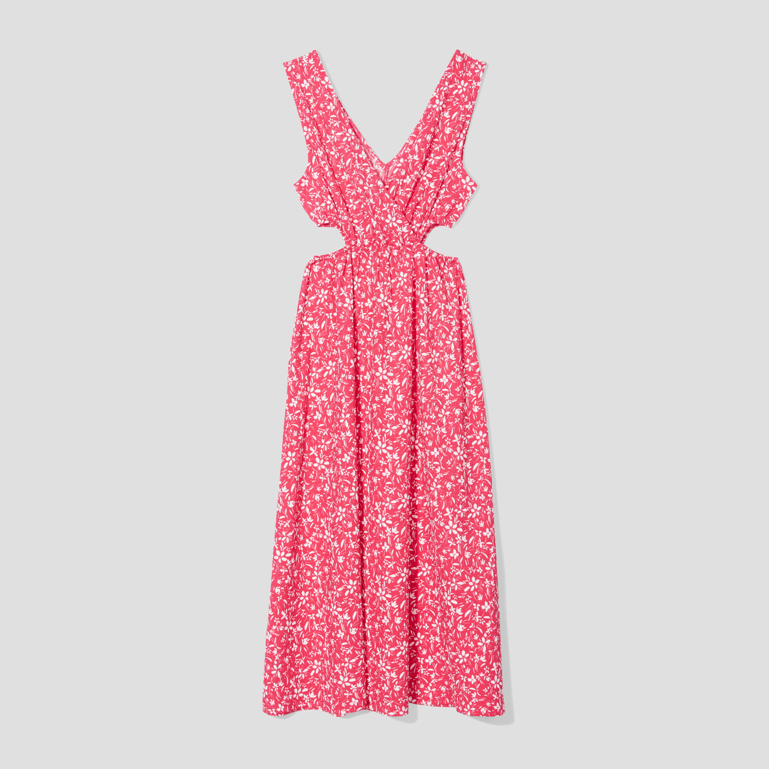 Robe midi évasée ouvertures rose fushia femme | Cache Cache