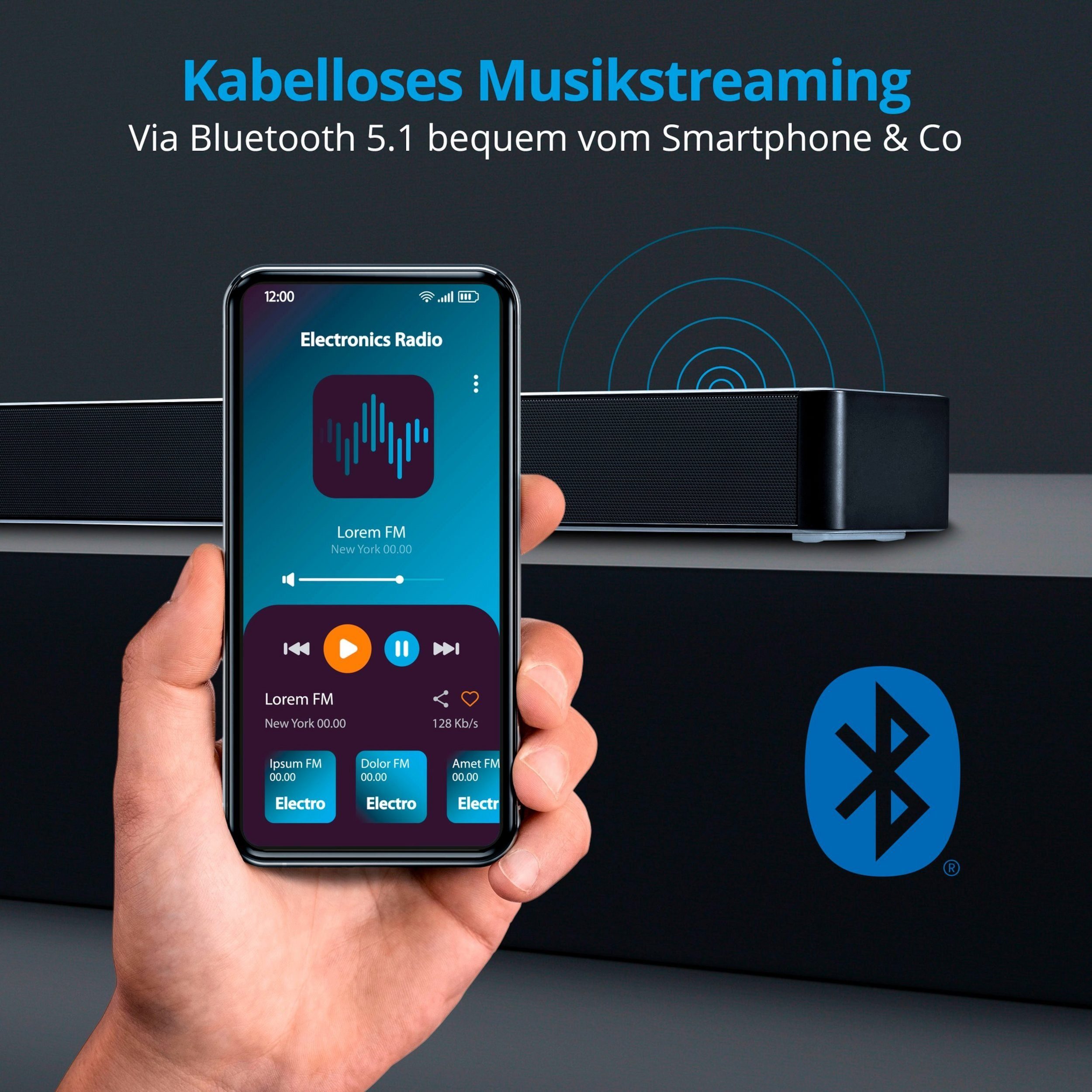 Medion® MEDION P61155 (MD 44055) 2.0 Soundbar mit Bluetooth, Touch-Steuerung Soundbar