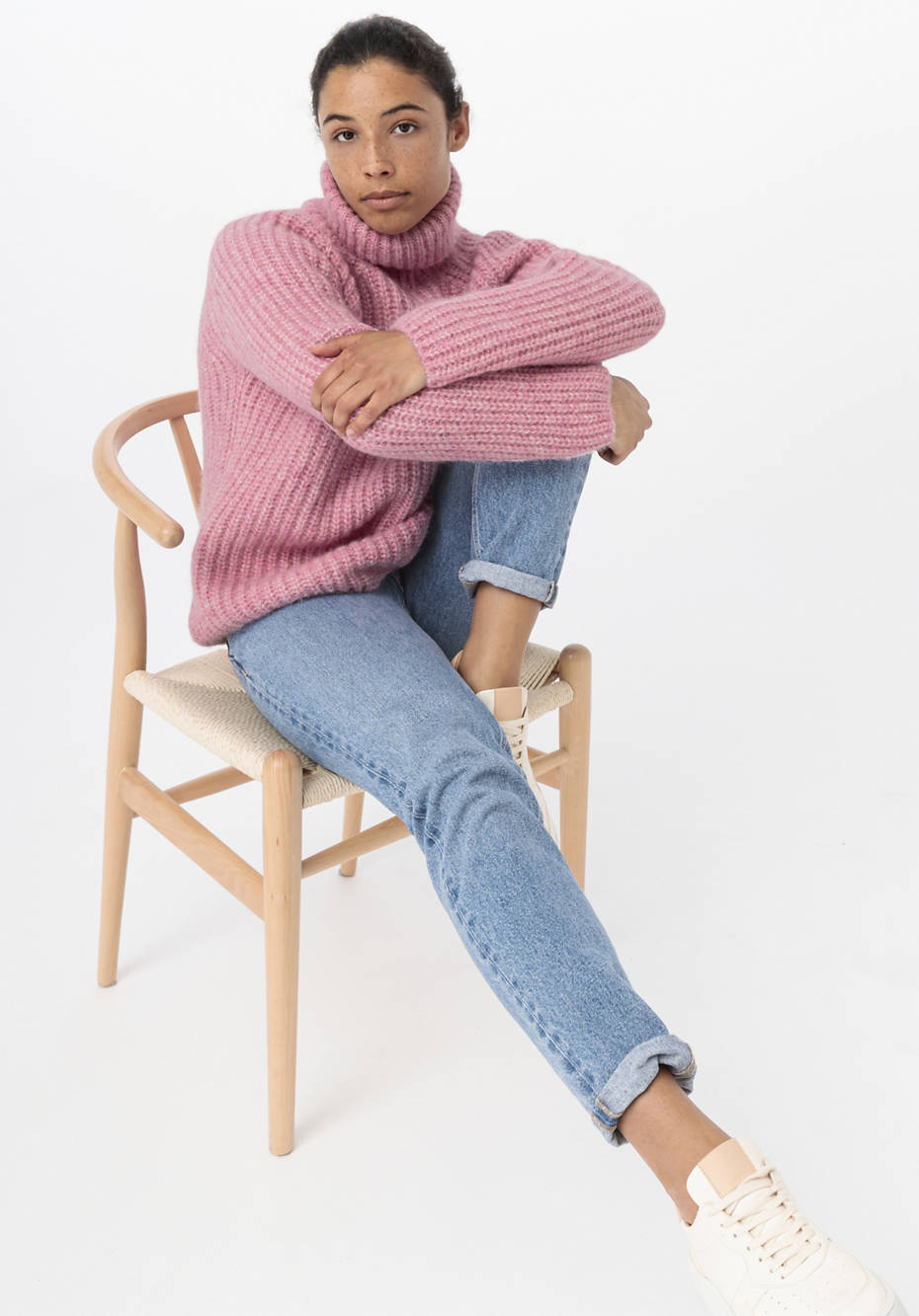 Rollkragenpullover aus Alpaka mit Bio-Baumwolle