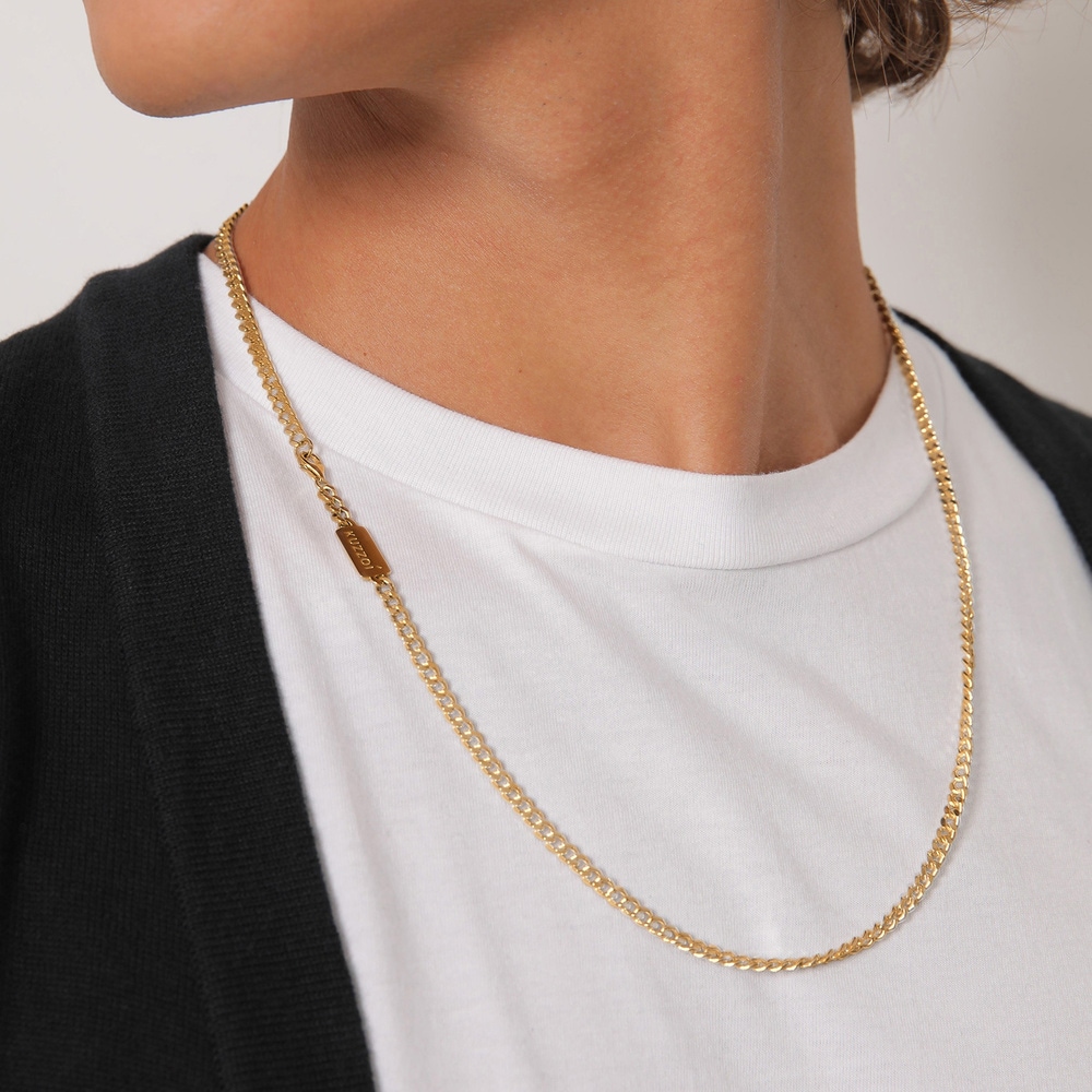 KUZZOI KUZZOI Collier Chaîne de Réservoirs Basic Minimal Massif Collier Homme - (925/100 collier