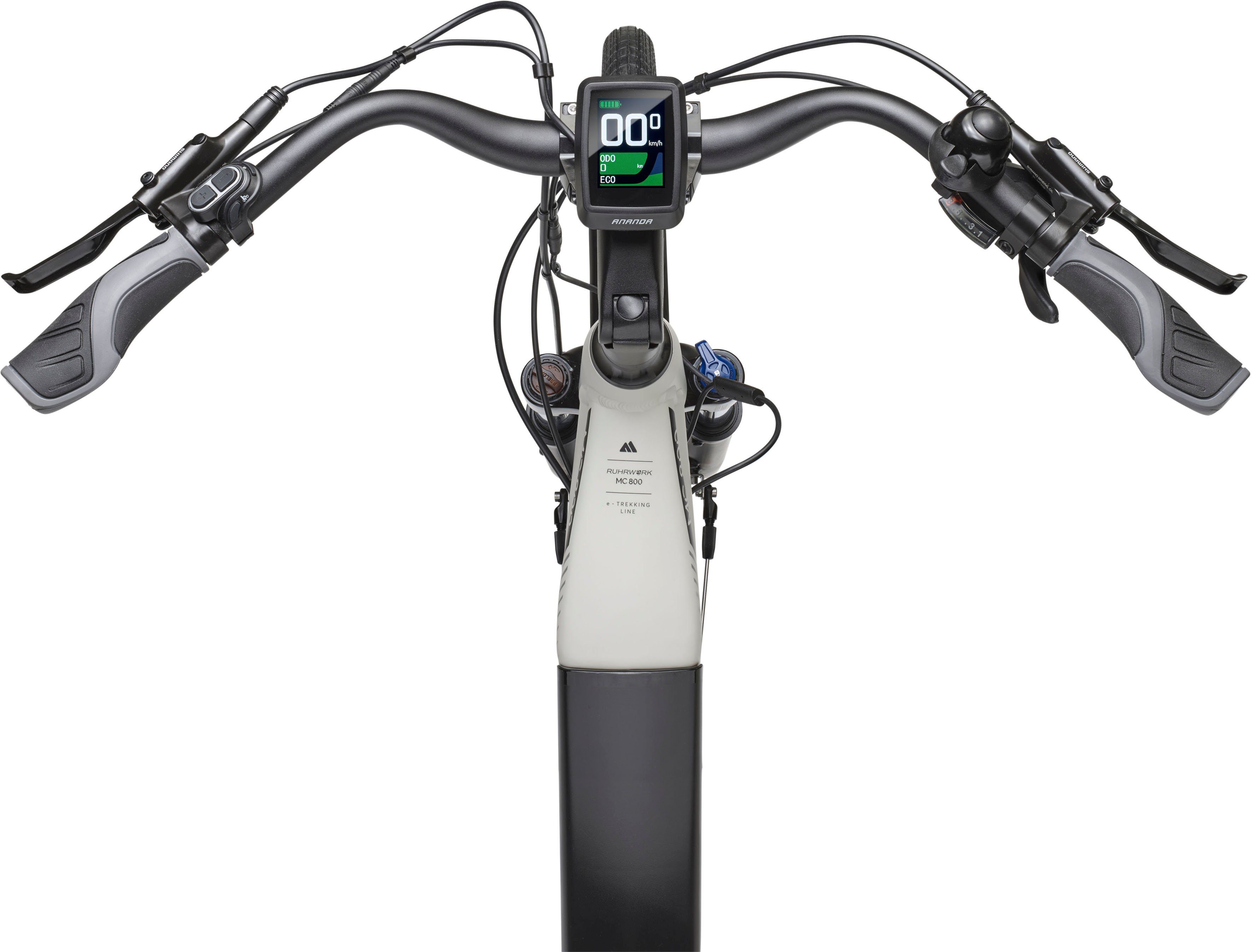 RUHRWERK E-Bike MC 800, 8 Gang Shimano Acera Schaltwerk, Kettenschaltung, Mittelmotor, 522 Wh Akku