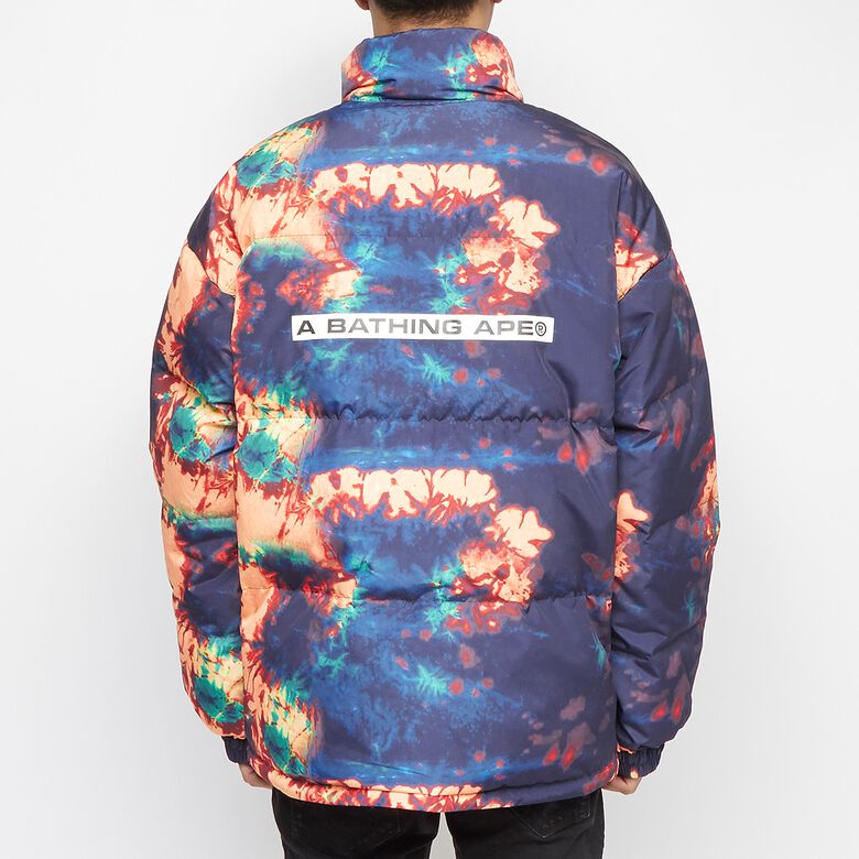 A Bathing Ape Tie Dye Loose Fit Down Jacket navy