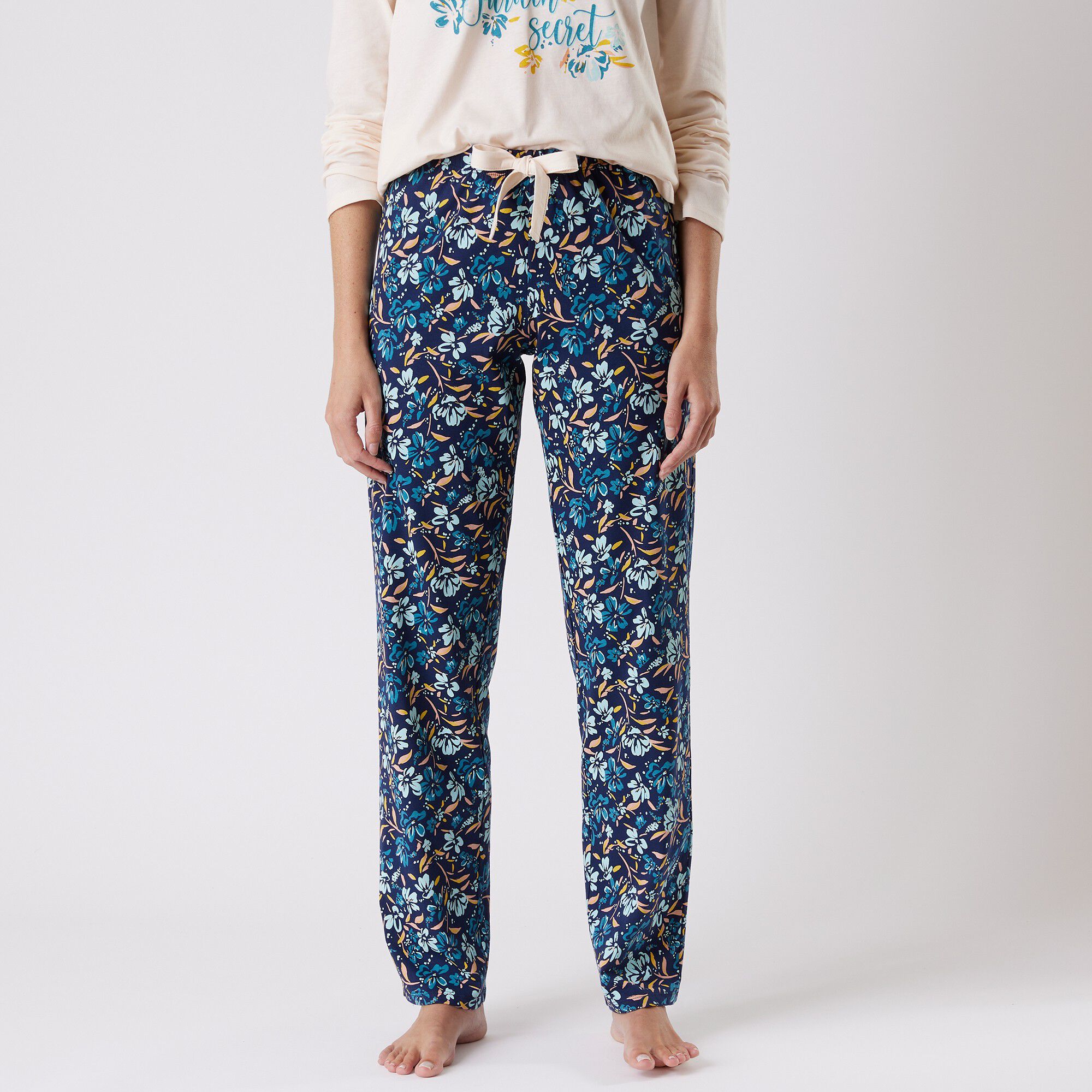 Pantalon pyjama coton imprimé floral