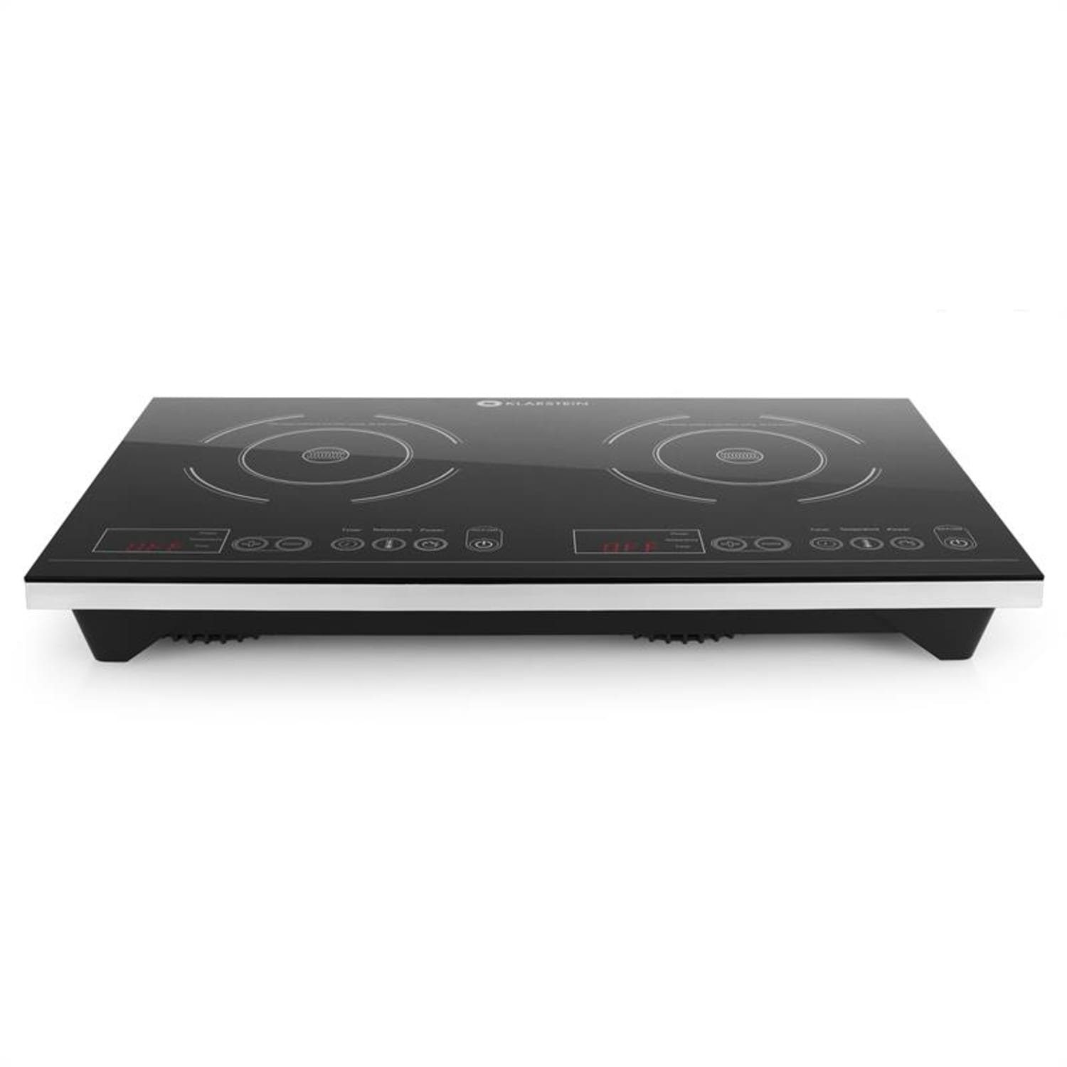 Klarstein Induktions-Kochfeld VariCook XL Doppel-Induktions-Kochfeld 3100W Timer 240°C Touch CP3-VARICOOK XL-H, Induktionskochfeld 2 Zonen Glaskeramik Kochfeld Induktion