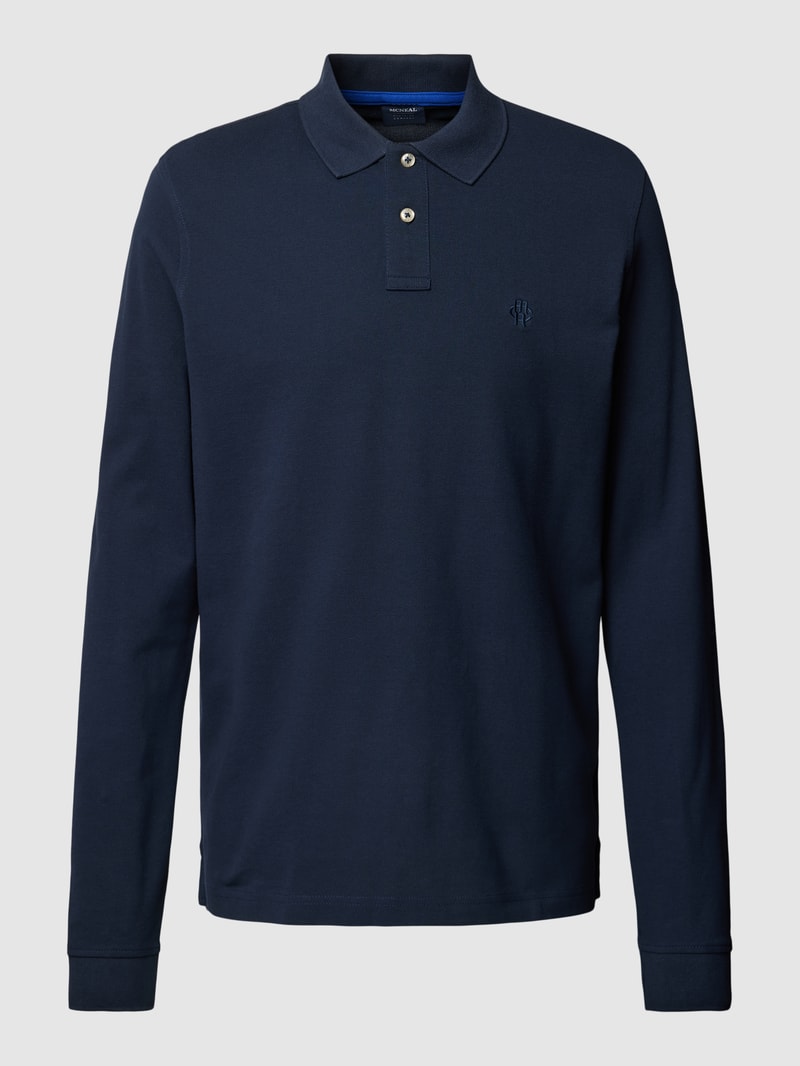 Poloshirt mit Logo-Stitching Modell 'THOMAS' in dunkelblau