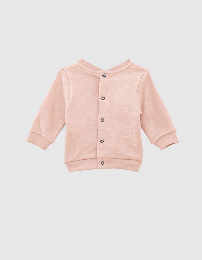 Sweat rose pâle brodé skull en molleton bio bébé