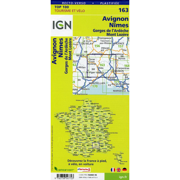 Avignon Nîmes 1:100 000 - Wanderkarte