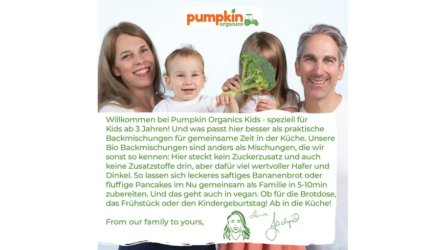 pumpkin organics Bio Hafer & Dinkel Bananenbrot Backmischung 350 g