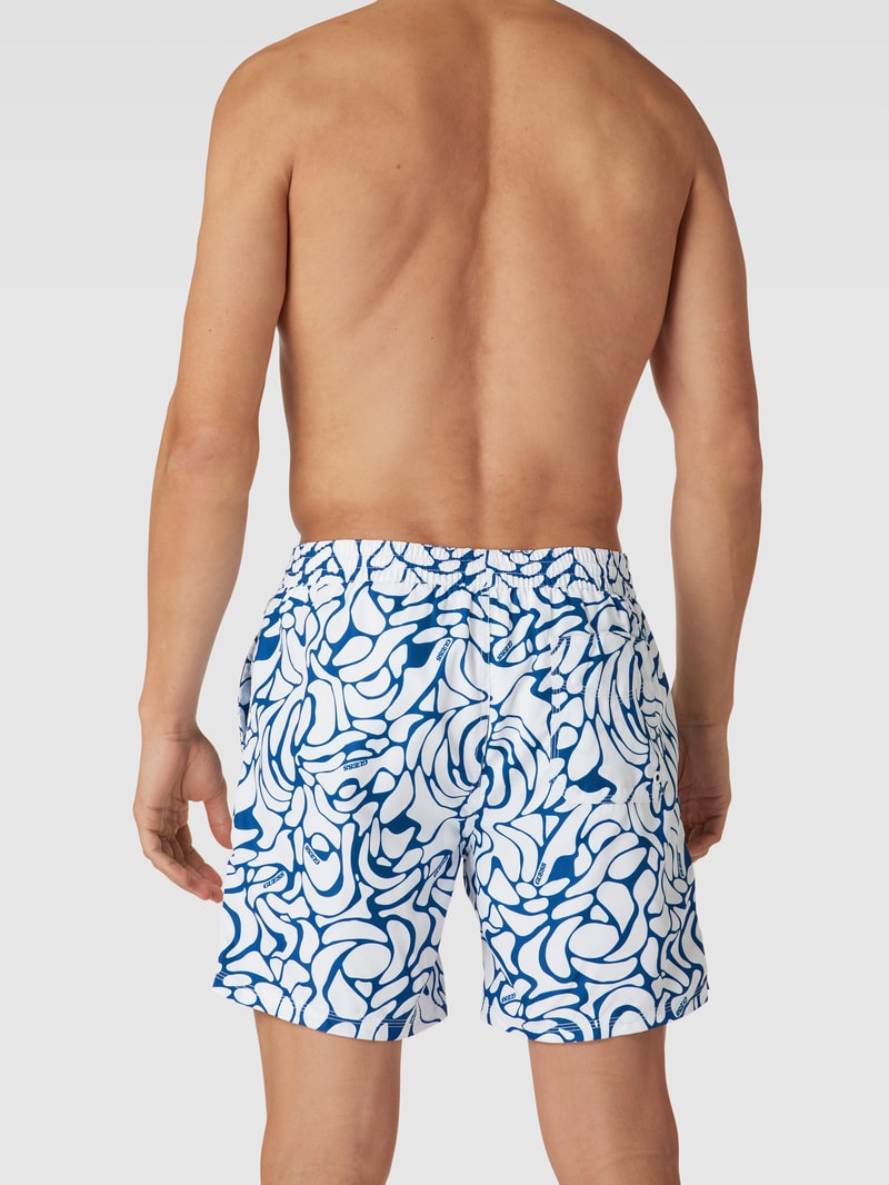 Badehose mit Label-Details Modell 'BALI' in dunkelblau