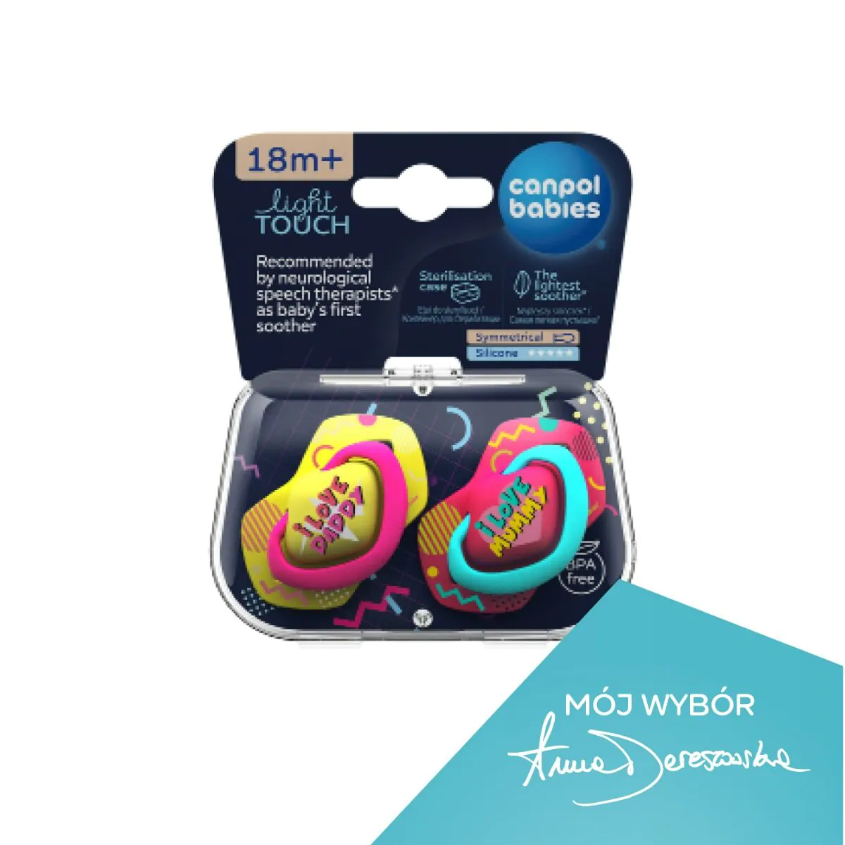 Canpol Babies Neon Love Simetrične silikonske dude 18 mjeseci+ K. Roze
