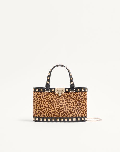 Mini Rockstud indkøbstaske i dyreprint med hesteskindseffekt i kalveskind
