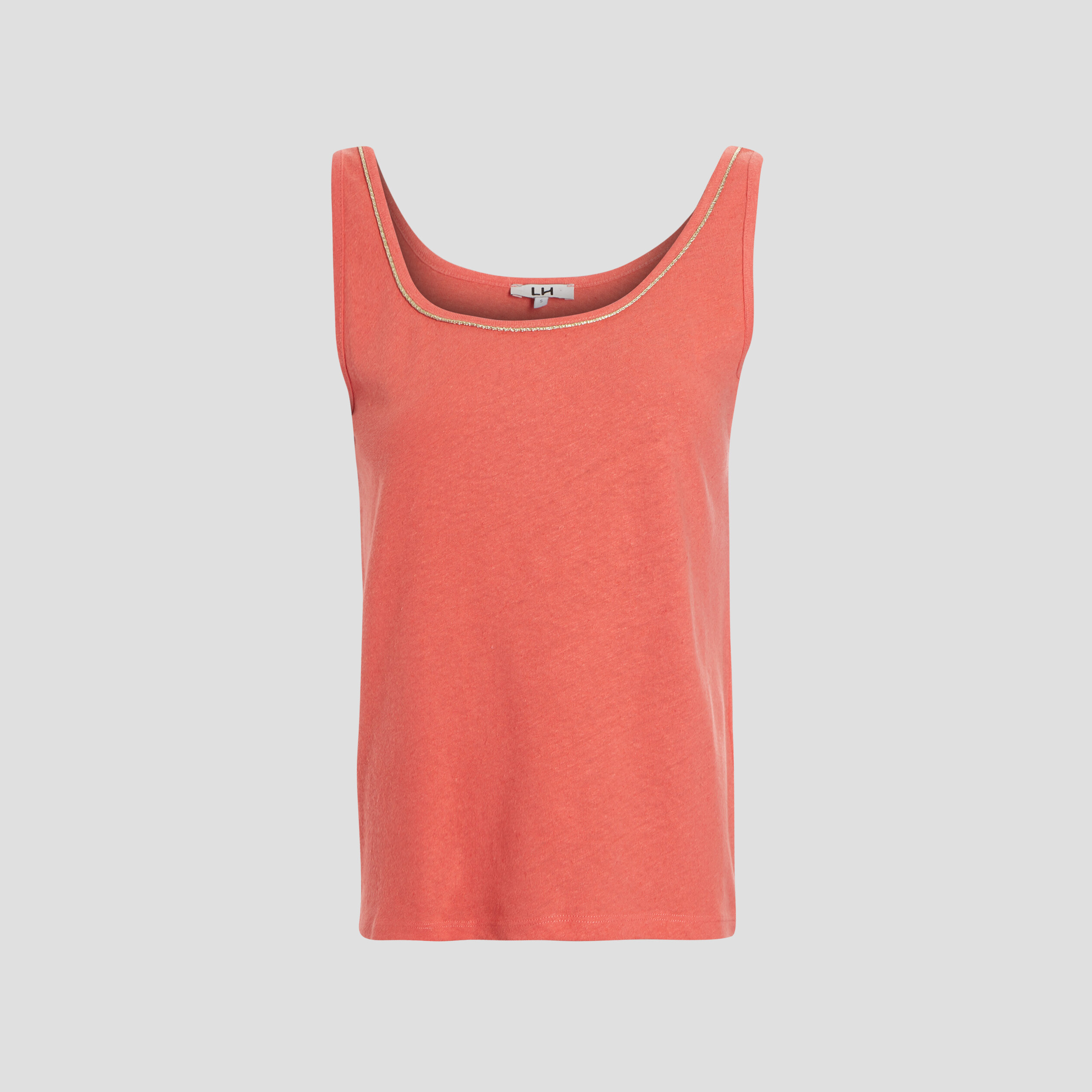 Débardeur bretelle large mélange de lin rose corail femme | La Halle