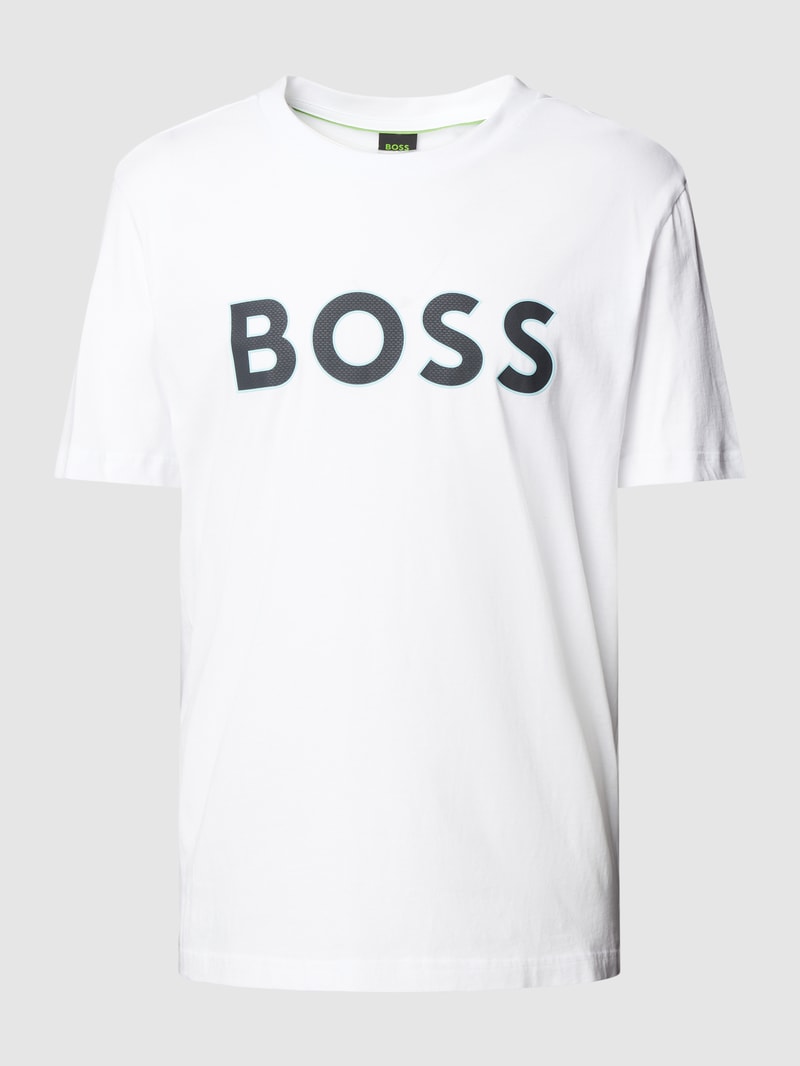 T-Shirt mit Label-Print Modell 'Tee' in weiß