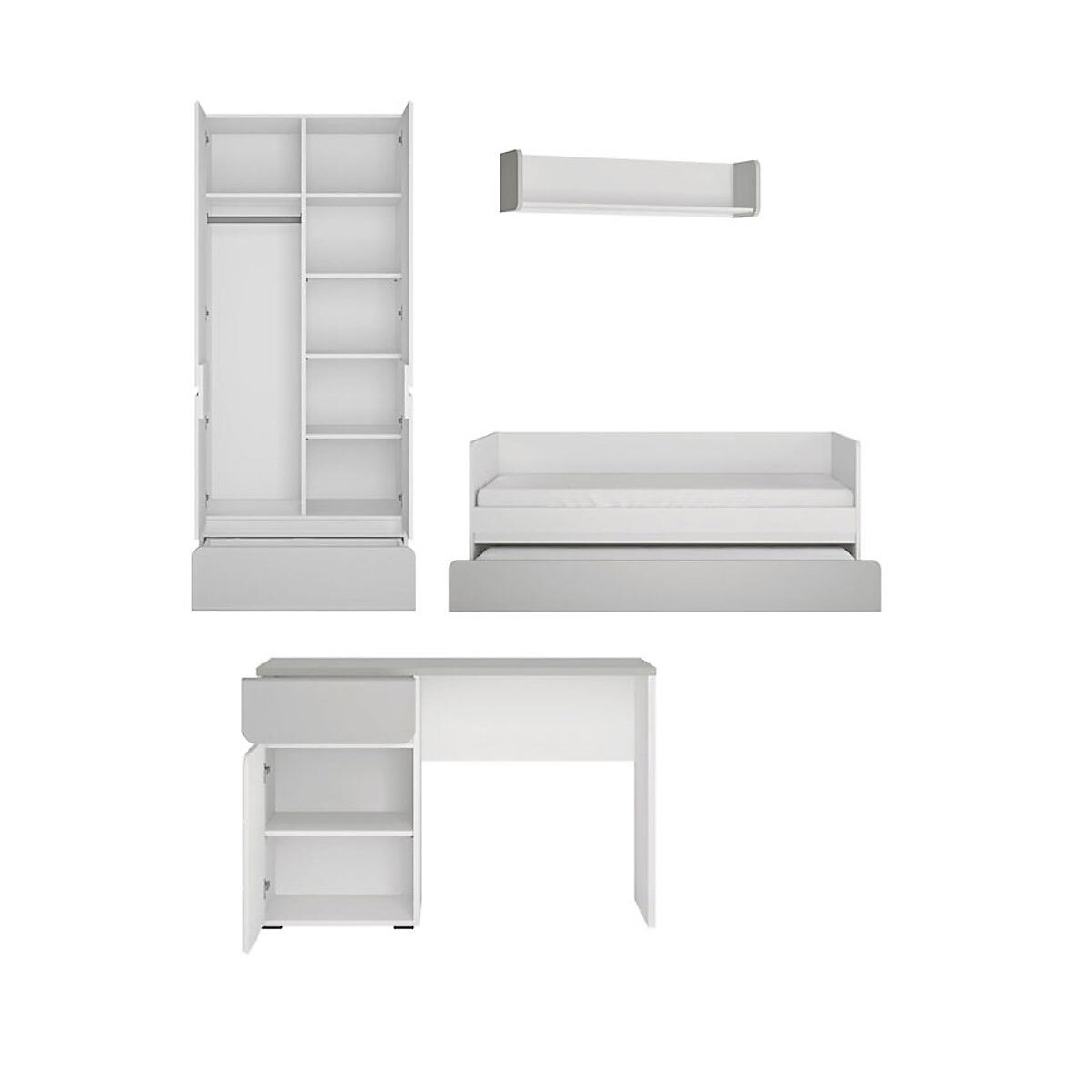 Jugendzimmer-Set Albi komplett 4-teilig grifflos