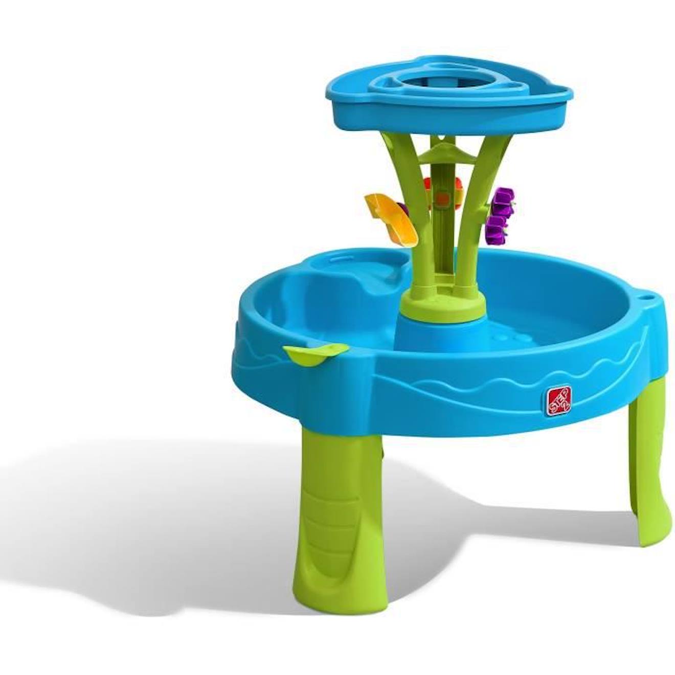 Step2 Summer Showers Splash Table d'eau avec 8 Accessoires | Table de Jeu Enfant a Eau | Table d'activité / Jouet pour Le Jardin bleu