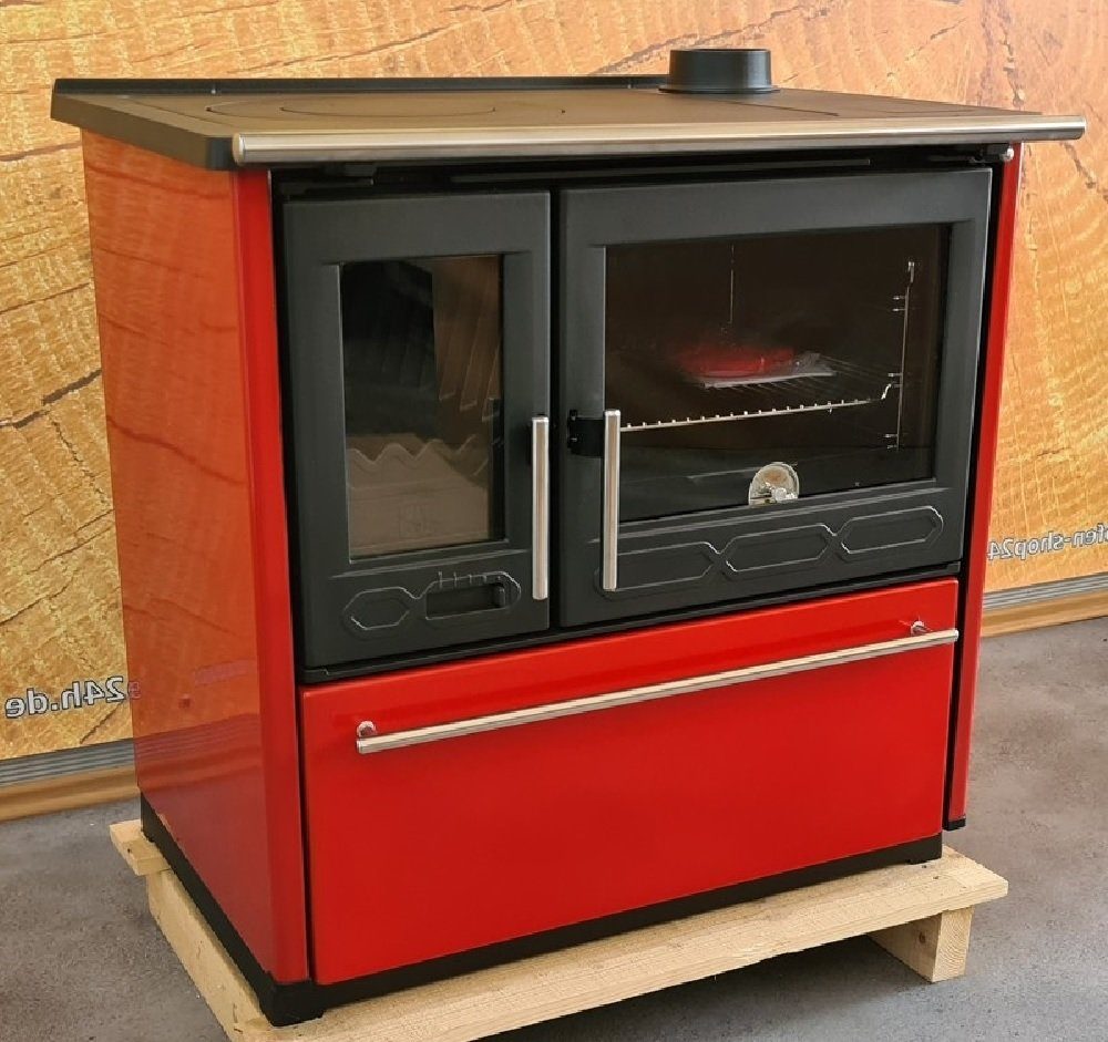 Plamen Festbrennstoffherd 850 rot, rechte Version, 8,00 kW