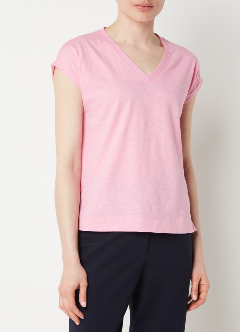 Whistles Willa organic cotton T-shirt with V-neck