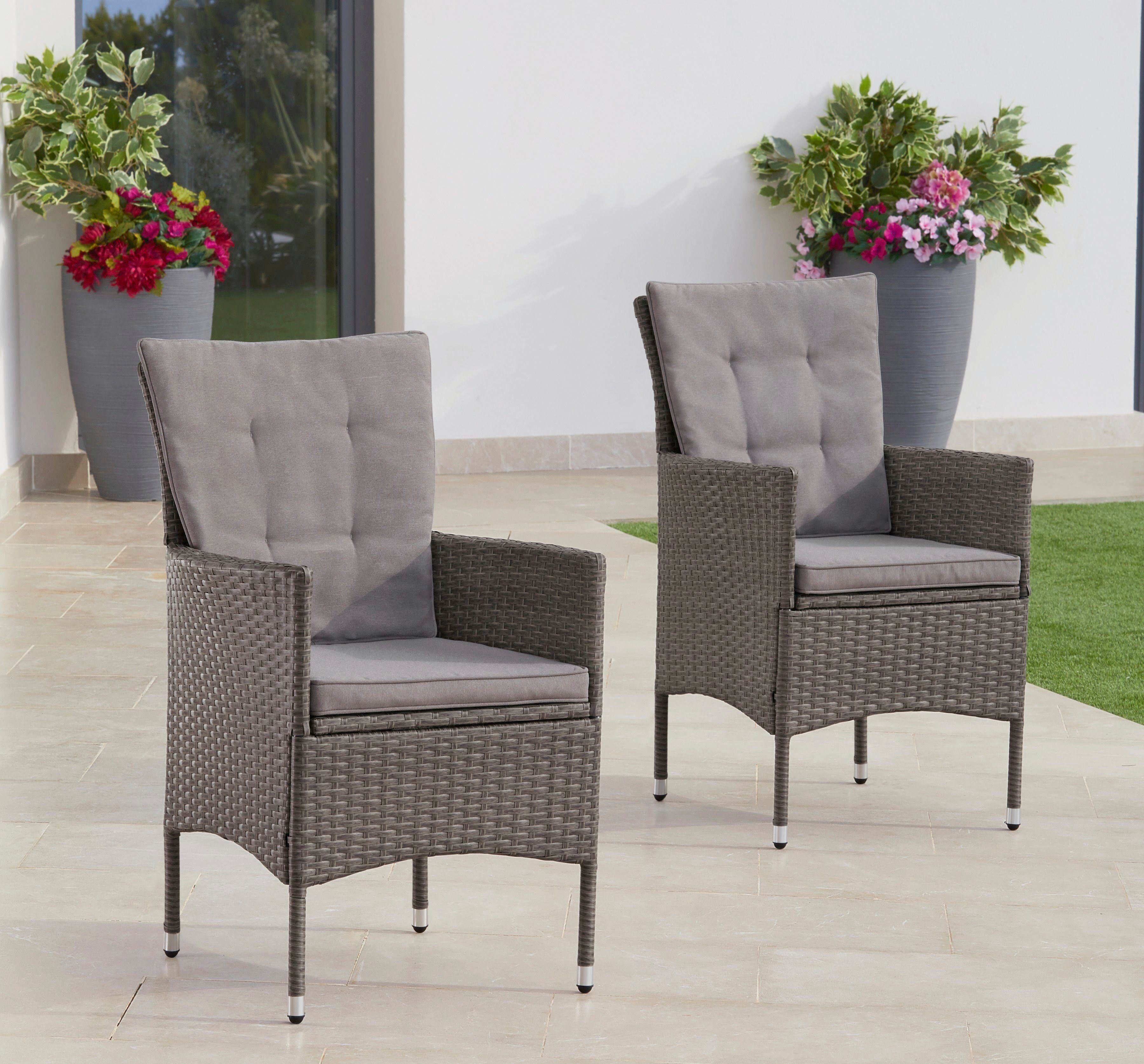 KONIFERA Gartenstuhl Mailand (Set, 2 St), 2er Set, Polyrattan, inkl. Auflage