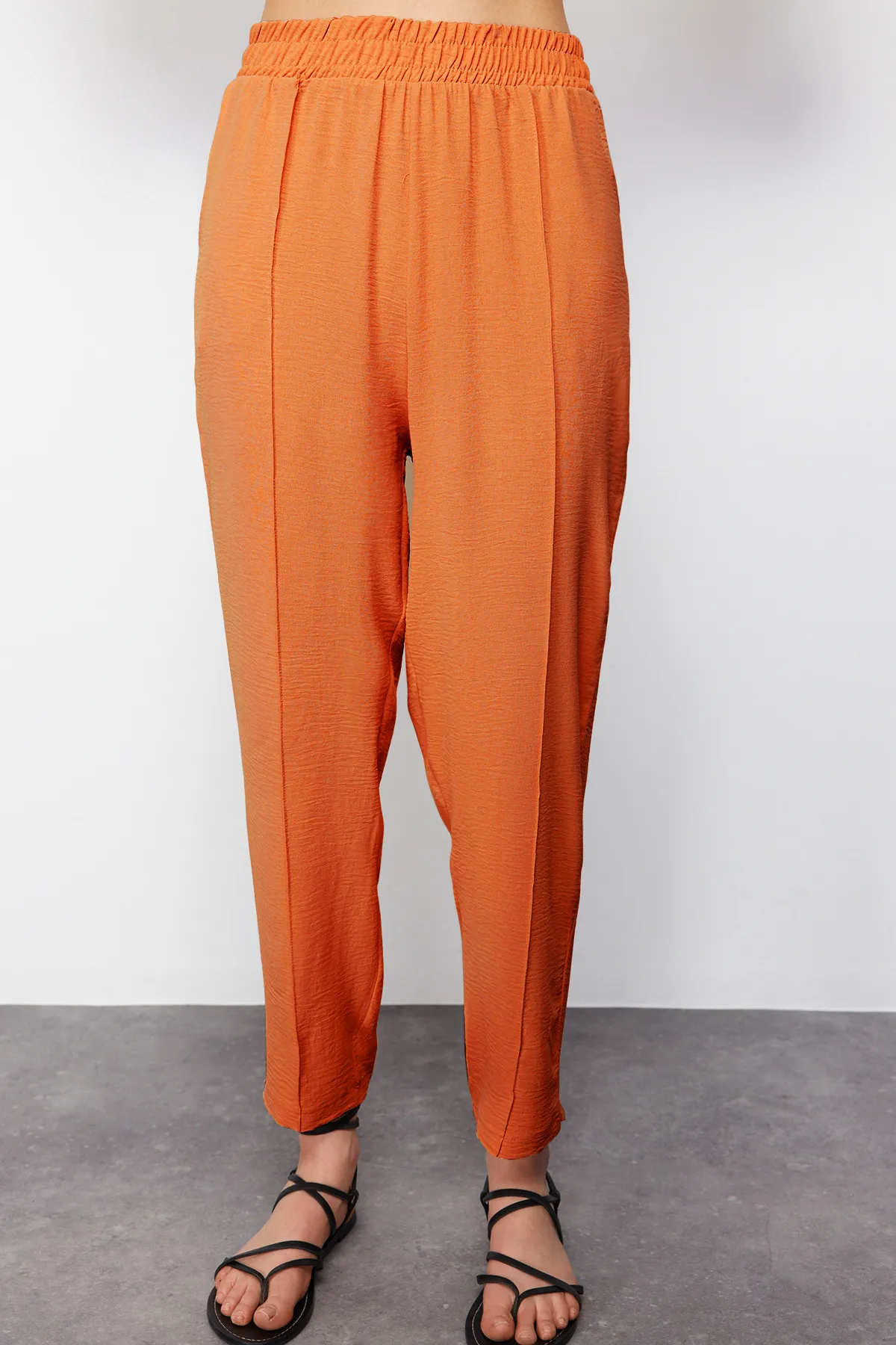 Trendyol Collection  Orange gewebtes Kimono-Hosen-Bottom-Top-Set TWOSS24AU00037