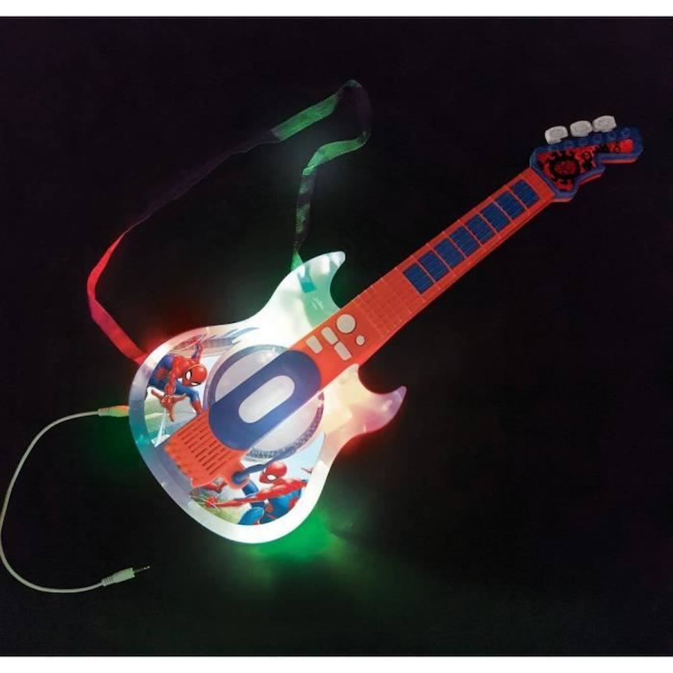Cette guitare électronique Spider-Man est parfaite pour devenir une star du rock'n roll ! bleu