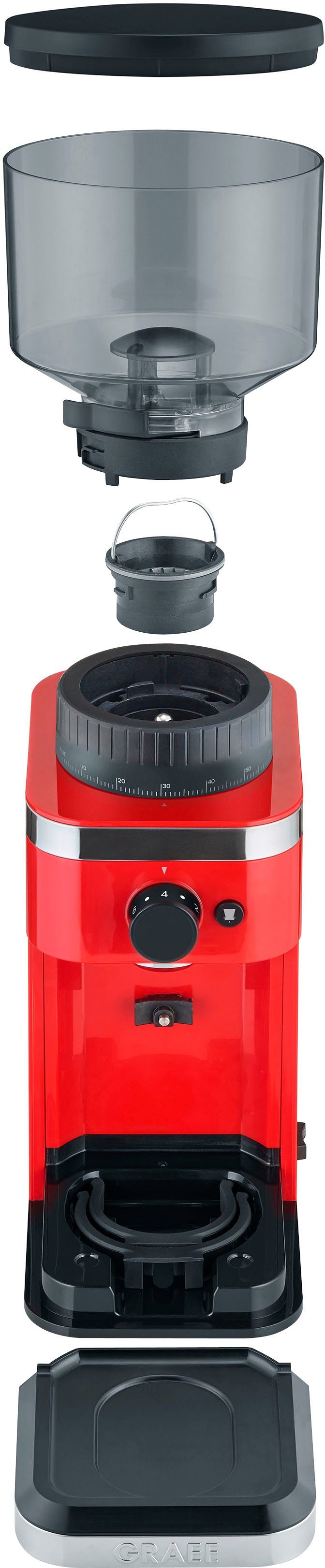 Graef Kaffeemühle CM 503, rot, 135 W, Kegelmahlwerk