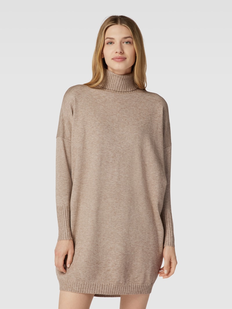 Knielanges Kleid mit Paspelierung in sand