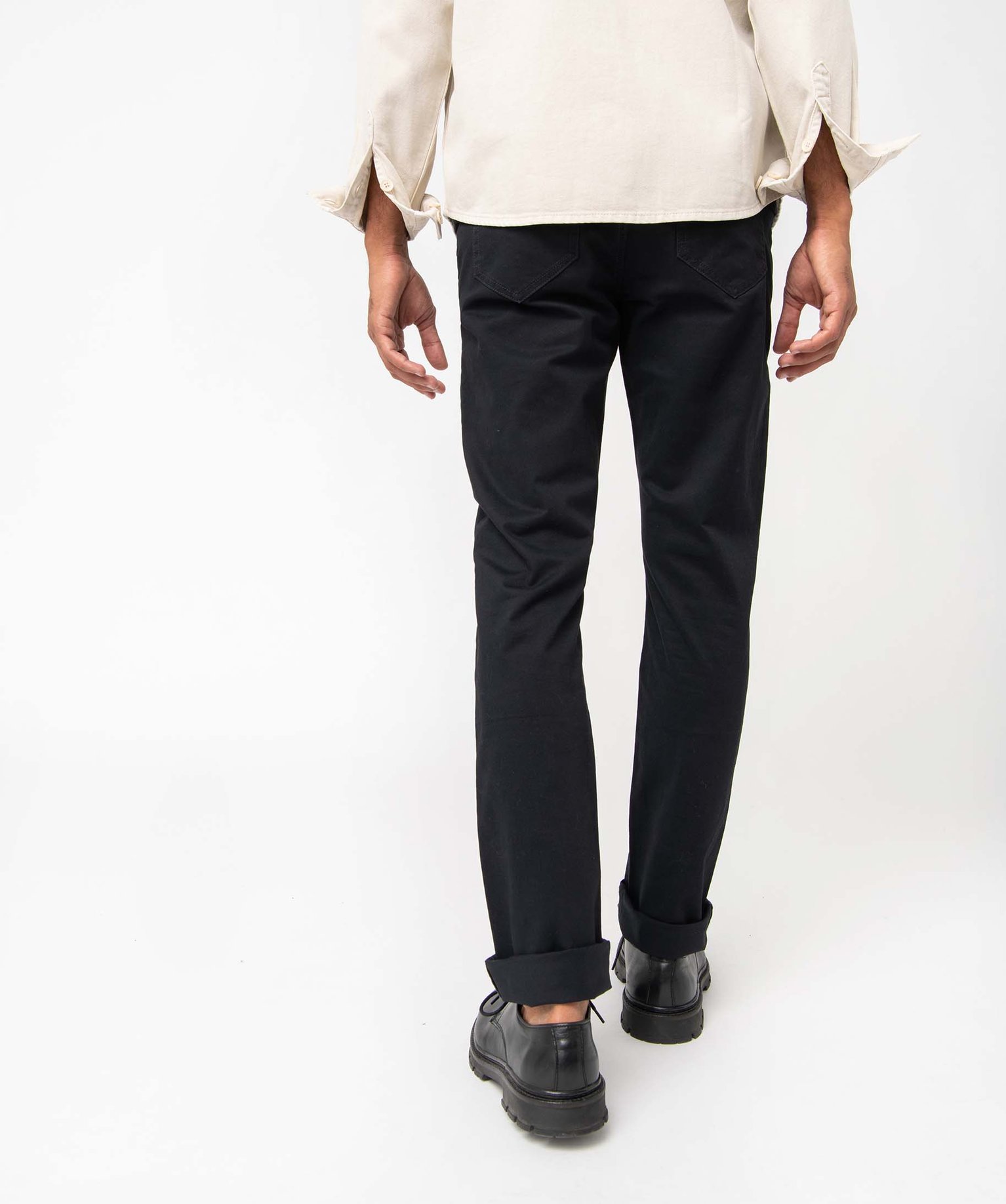 Pantalon homme straight uni en coton stretch noir | GEMO