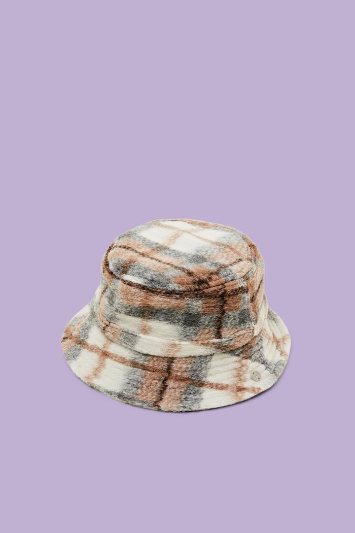 Karierter Bucket Hat aus weich aufgerautem Stoff