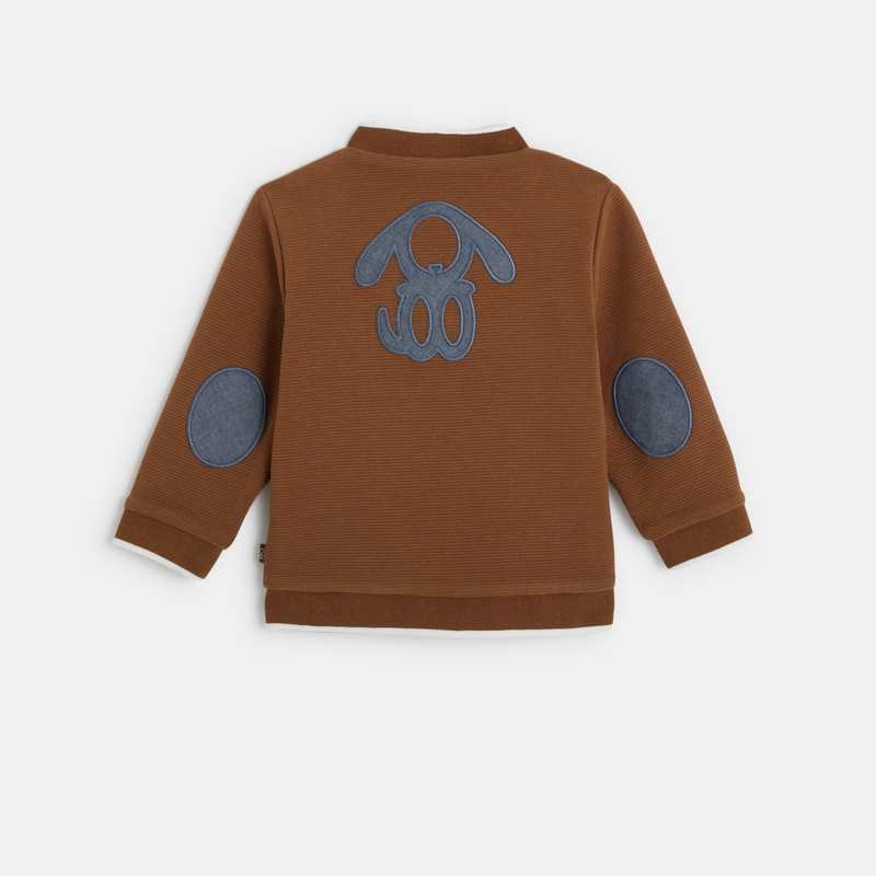 Gilet réversible maille fantaisie et rayée marron bébé garçon