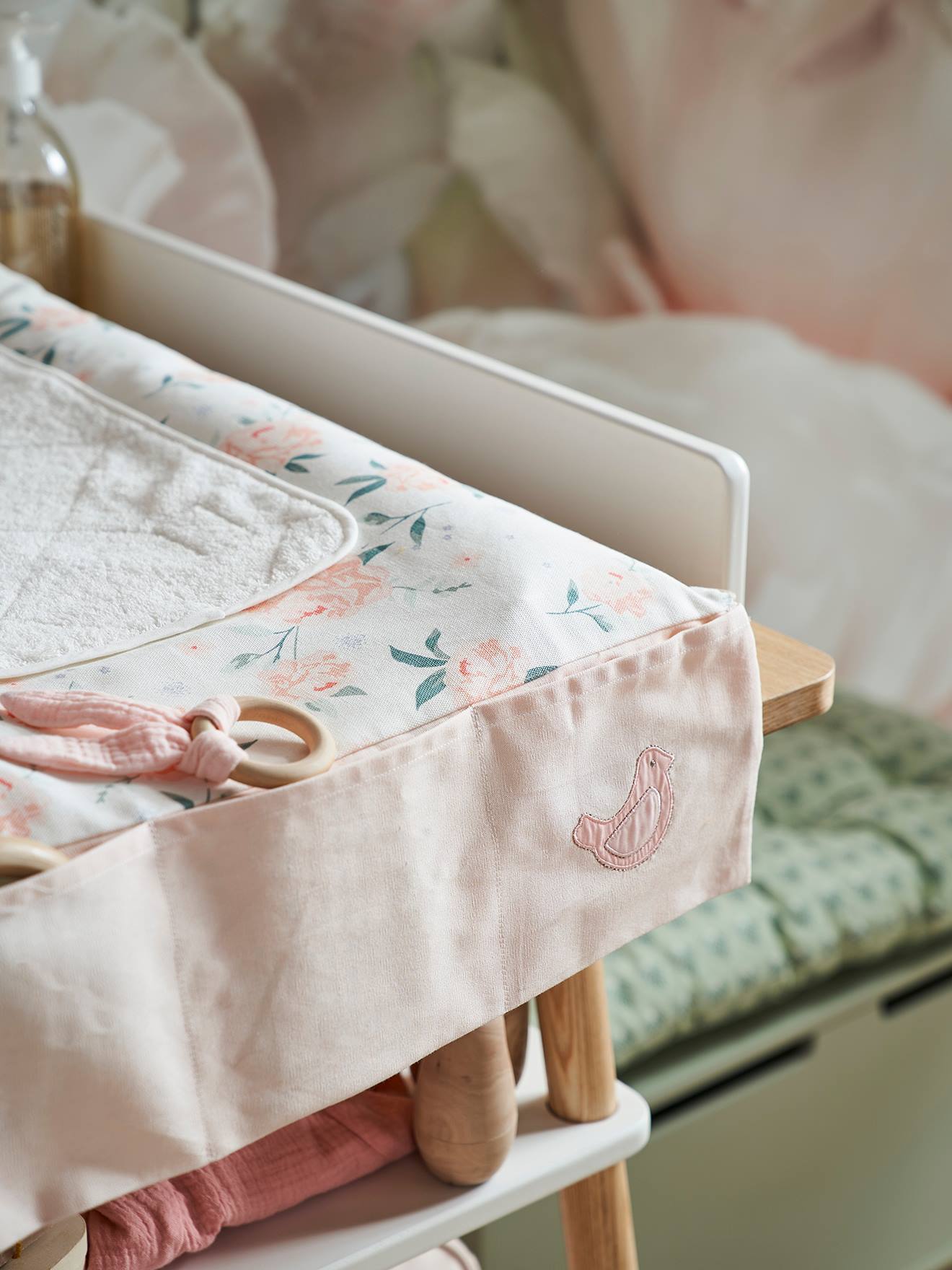 Matelas à langer EAU DE ROSE écru / rose