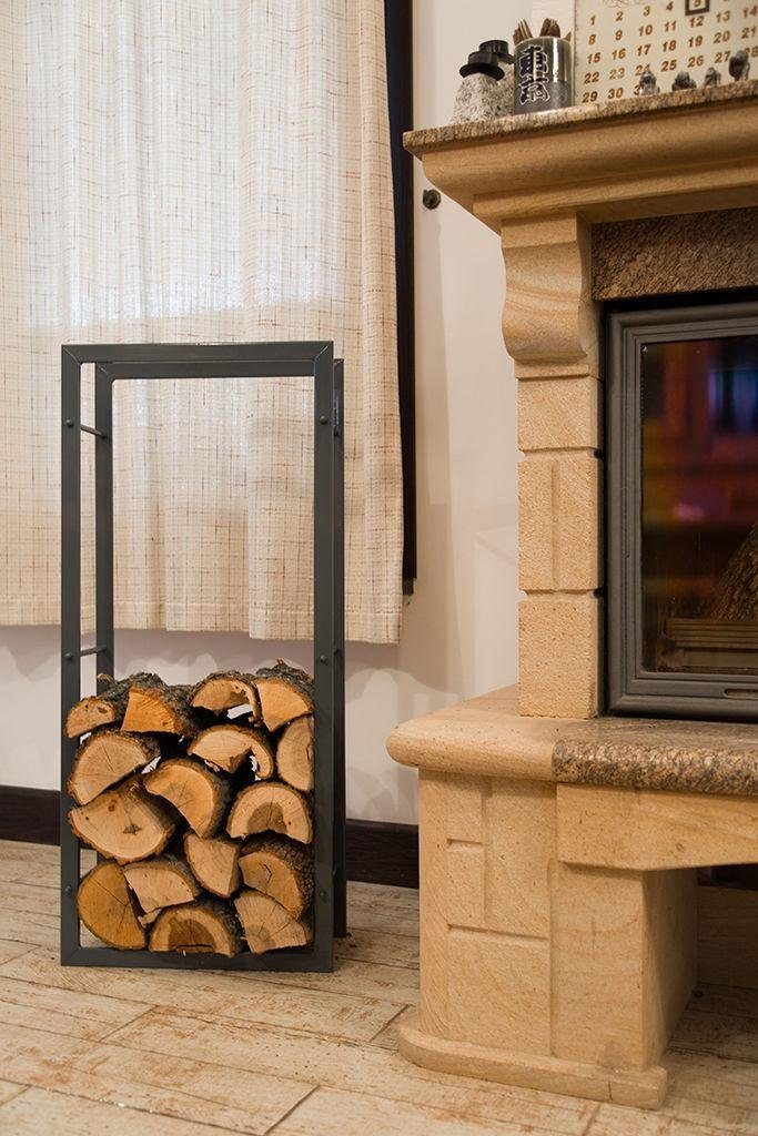 DanDiBo Kaminholzregal Kaminholzregal Kaminholzständer 100 cm Grau 80003 Holzkorb Kaminholzhalter Regal