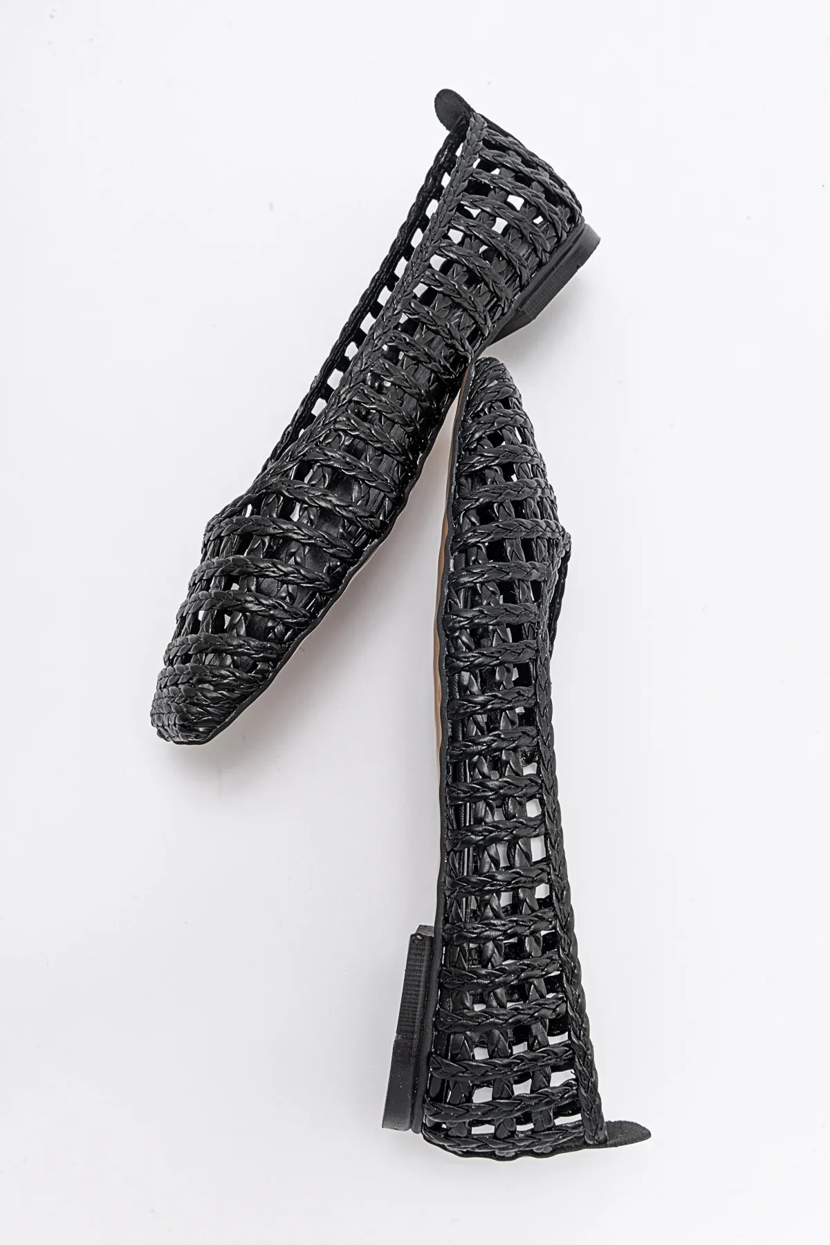 LuviShoes  ARCOLA Schwarze gestrickte gemusterte Damen-Ballerinas