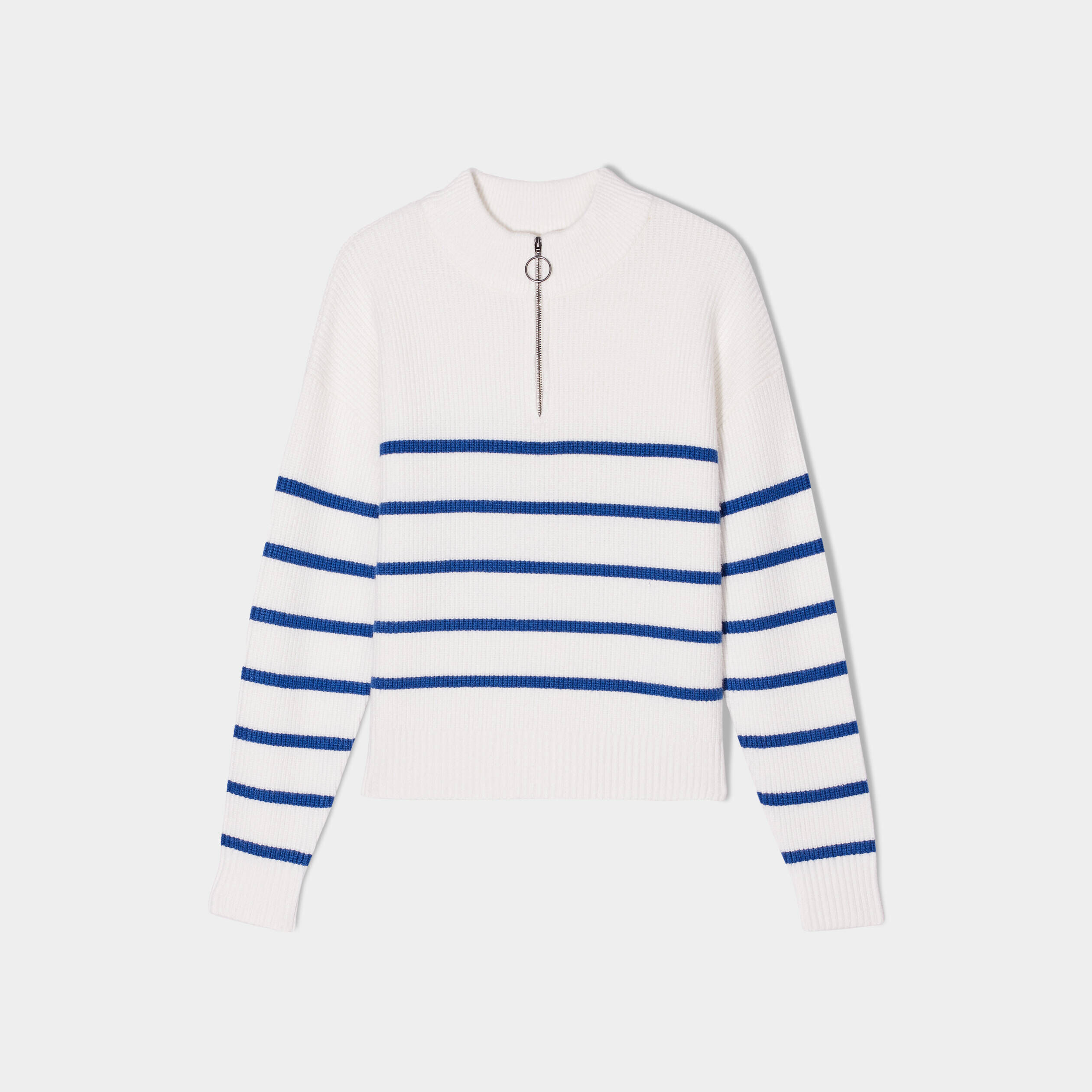 Pull col montant zippé ecru femme | Cache Cache