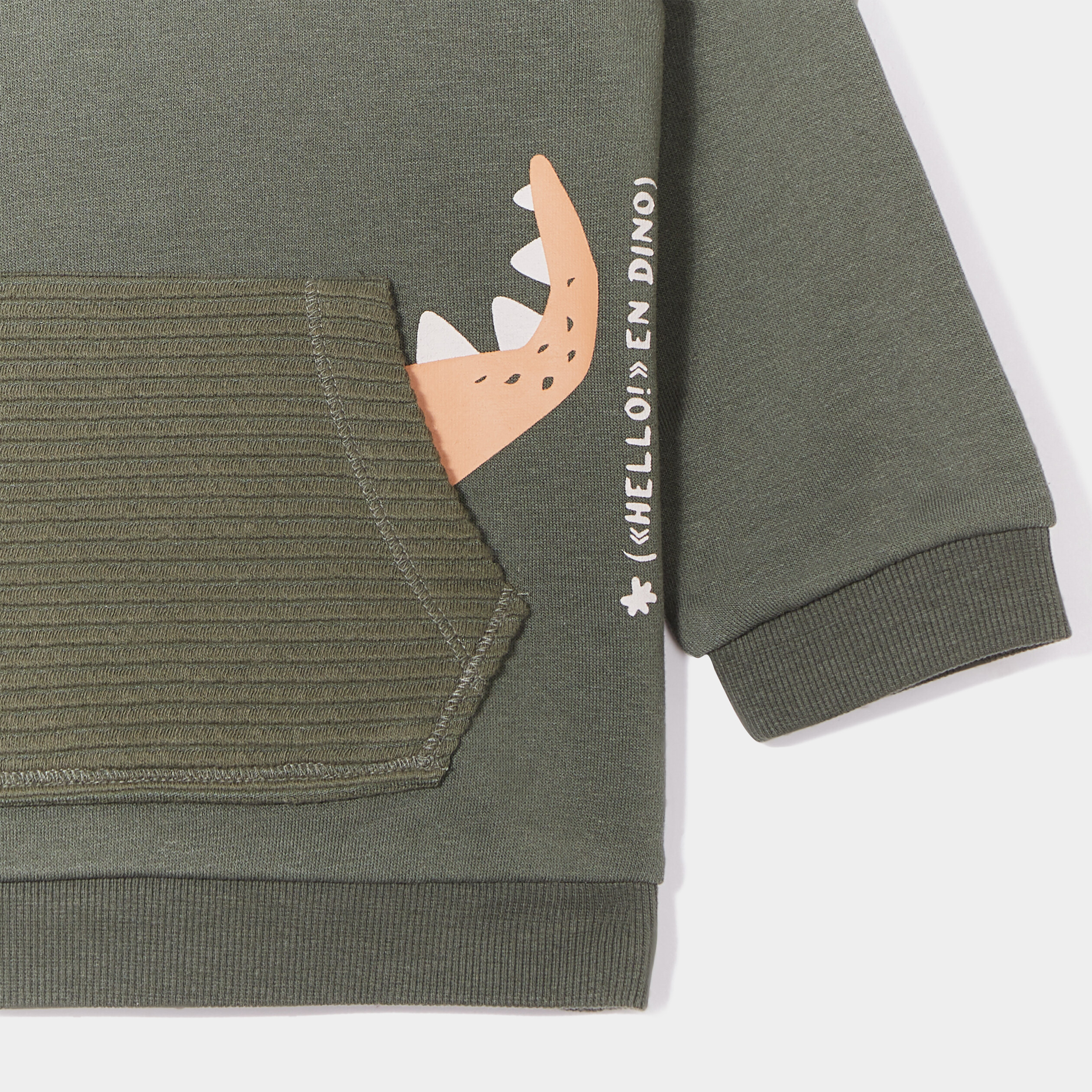 Sweat épaule boutonnée avec poche vert kaki bébé garçon | La Halle