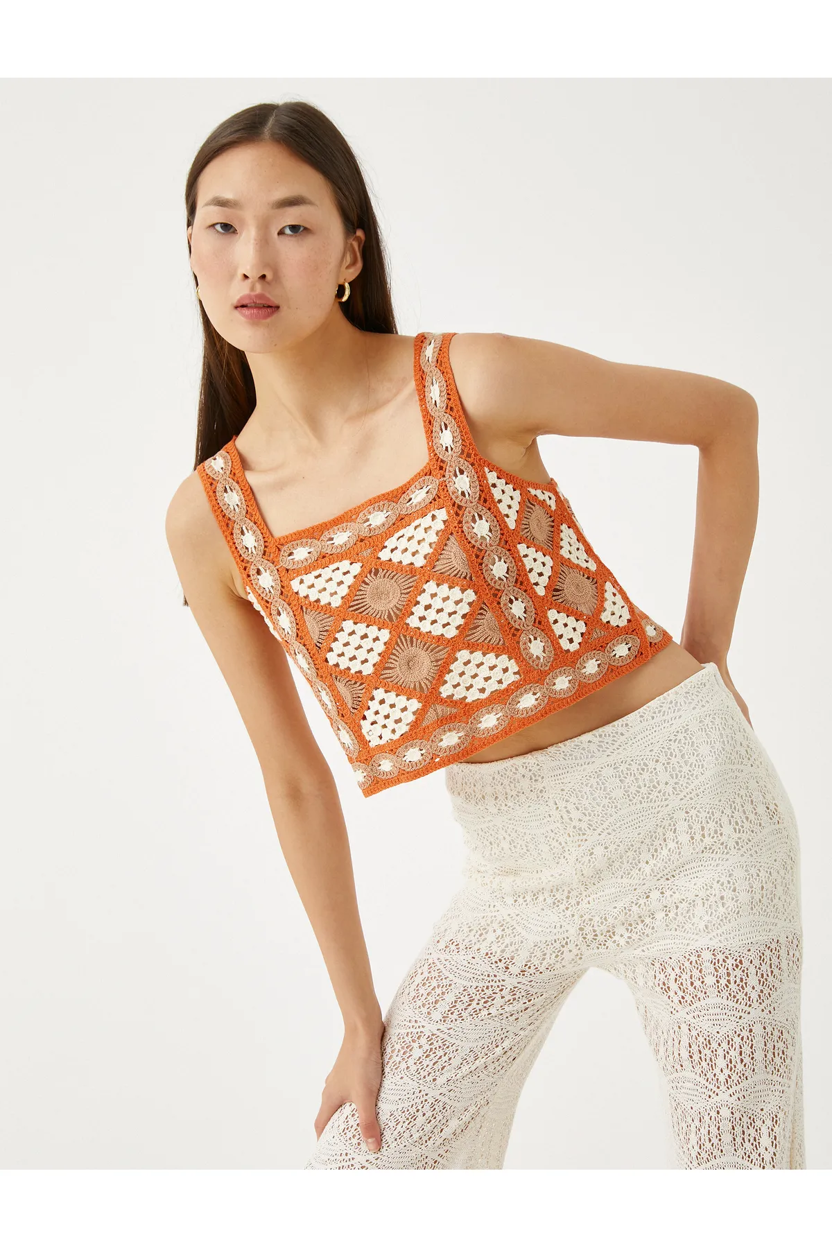 Koton  Gehäkeltes Bustier mit quadratischem Halsband