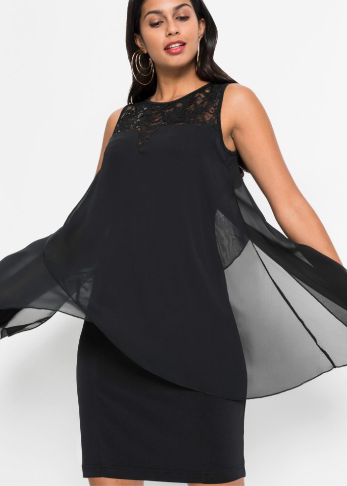 Jerseykleid mit Chiffon